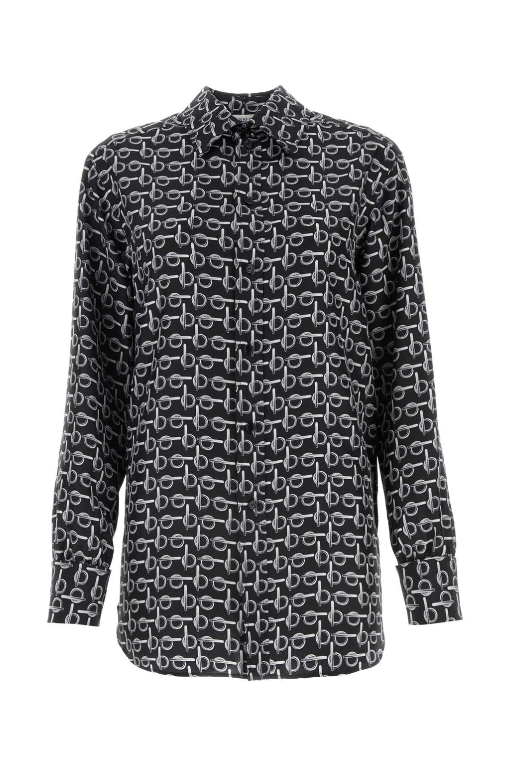 Burberry Ladies Printed Silk Shirt Top Button up Blouse
