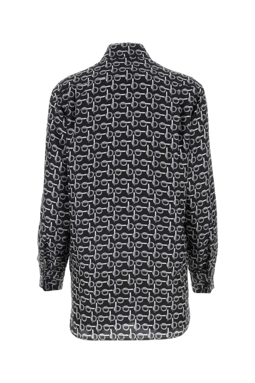 Burberry Ladies Printed Silk Shirt Top Button up Blouse