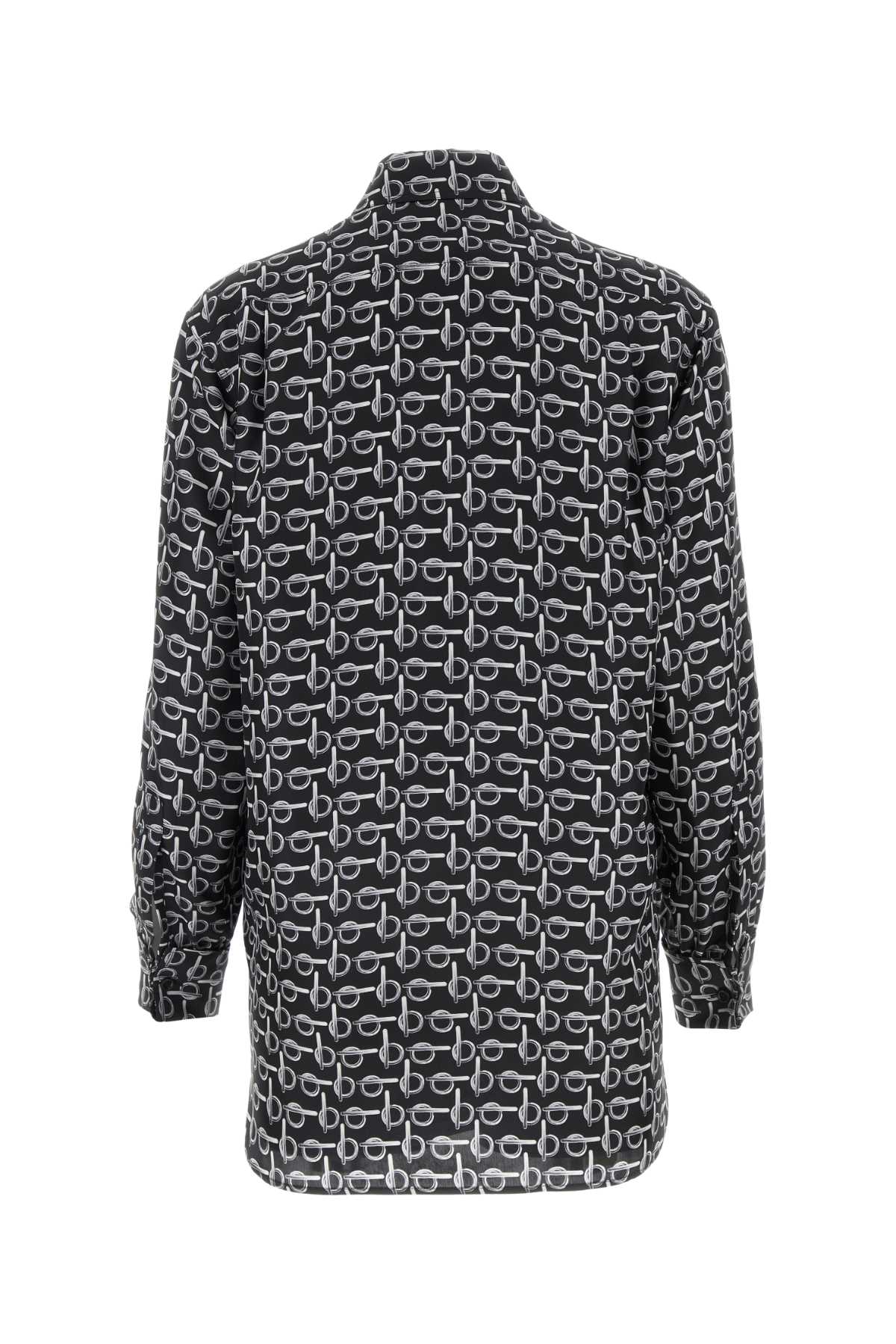 Burberry Ladies Printed Silk Shirt Top Button up Blouse