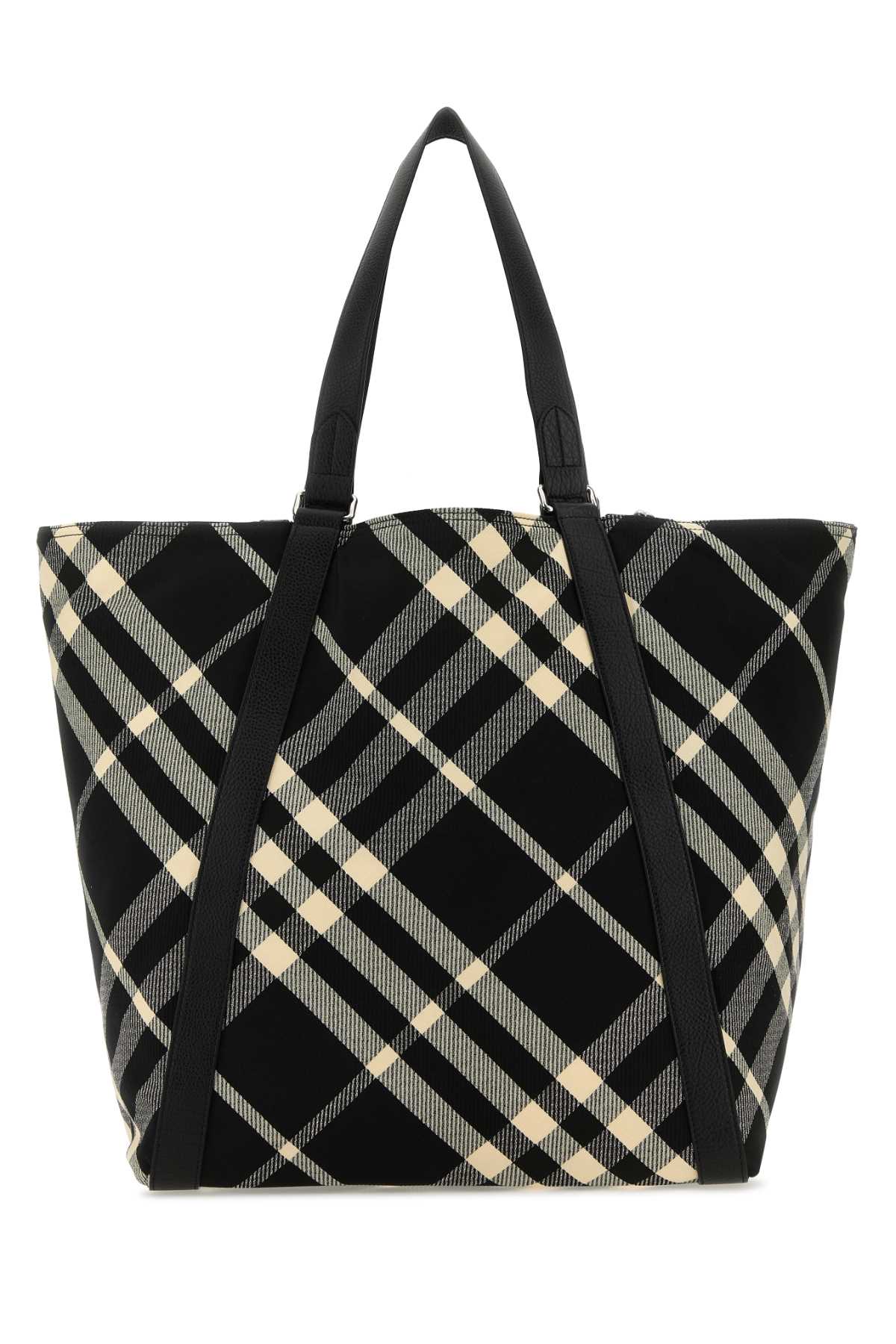 Burberry Embroidered Fabric Festival Shopping Bag Tote unisex plaid black