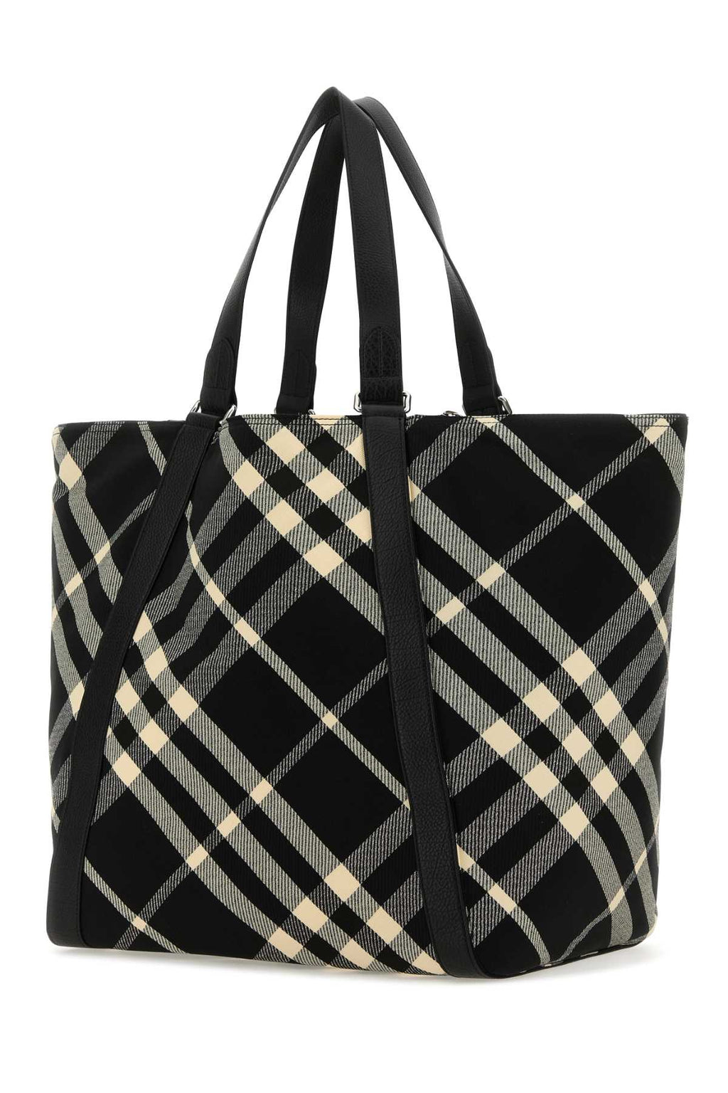 Burberry Embroidered Fabric Festival Shopping Bag Tote unisex plaid black