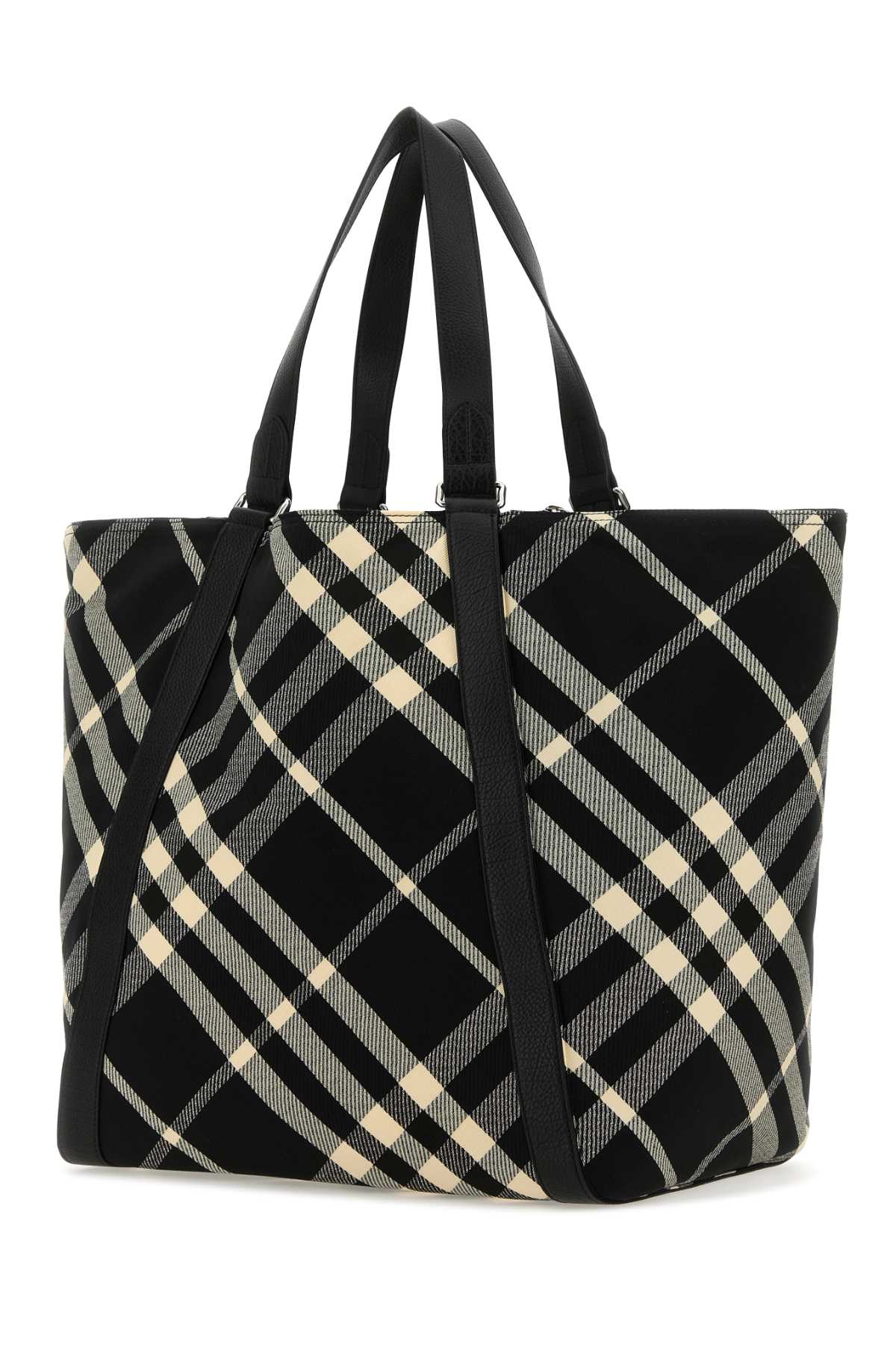 Burberry Embroidered Fabric Festival Shopping Bag Tote unisex plaid black