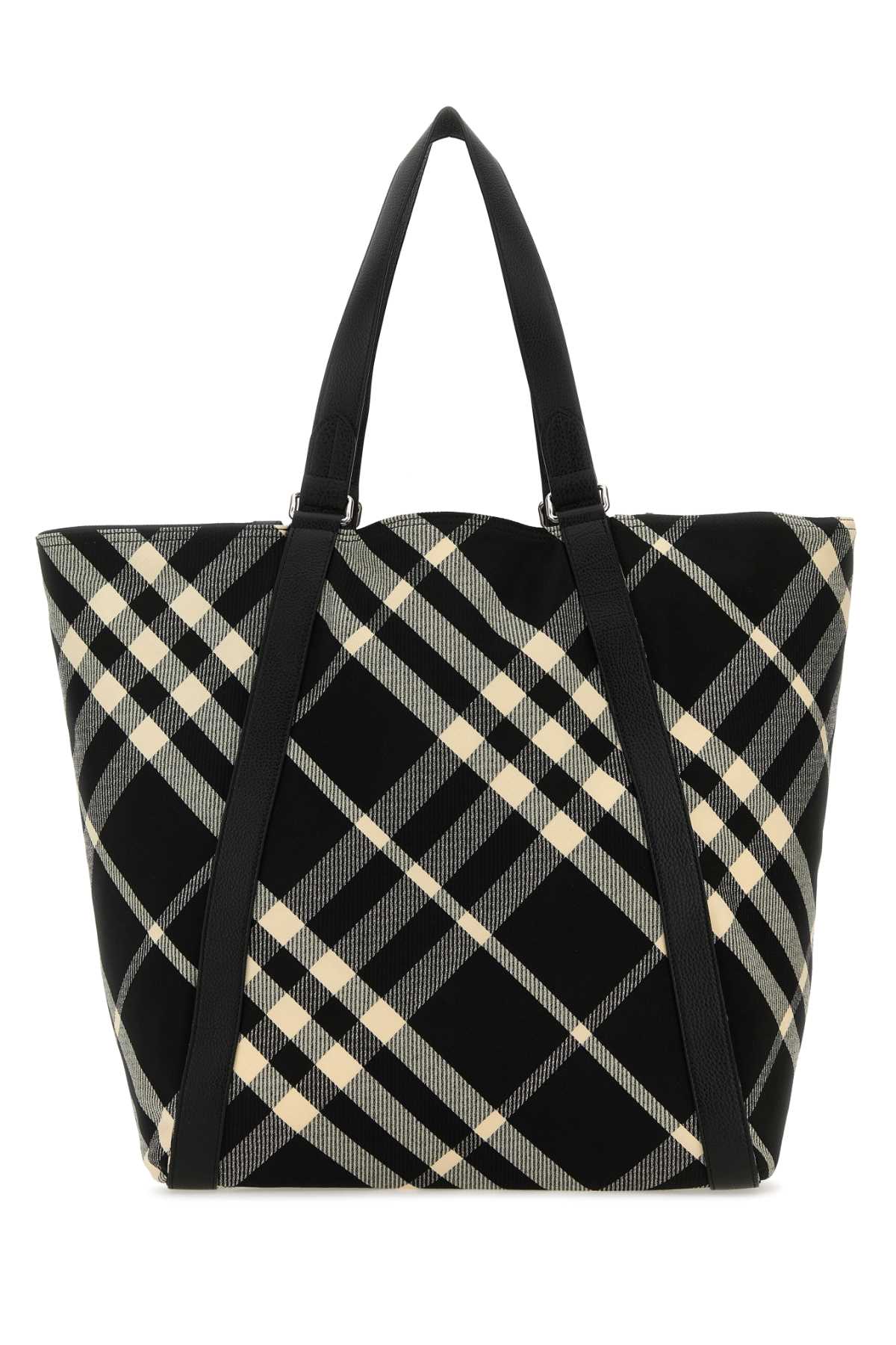 Burberry Embroidered Fabric Festival Shopping Bag Tote unisex plaid black