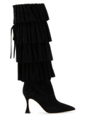 Manolo Blahnik ladies Black Suede Miralone Boots tiered