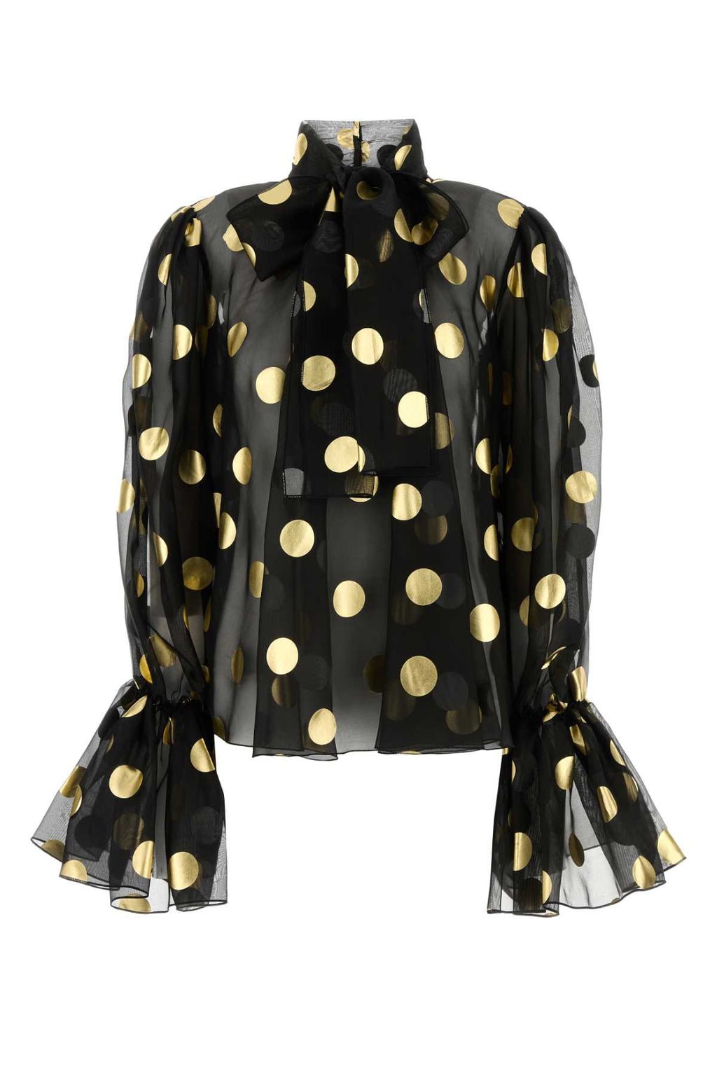 Dolce & Gabbana ladies black/gold polka dots Printed Organza Blouse top shirt