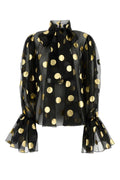 Dolce & Gabbana ladies black/gold polka dots Printed Organza Blouse top shirt