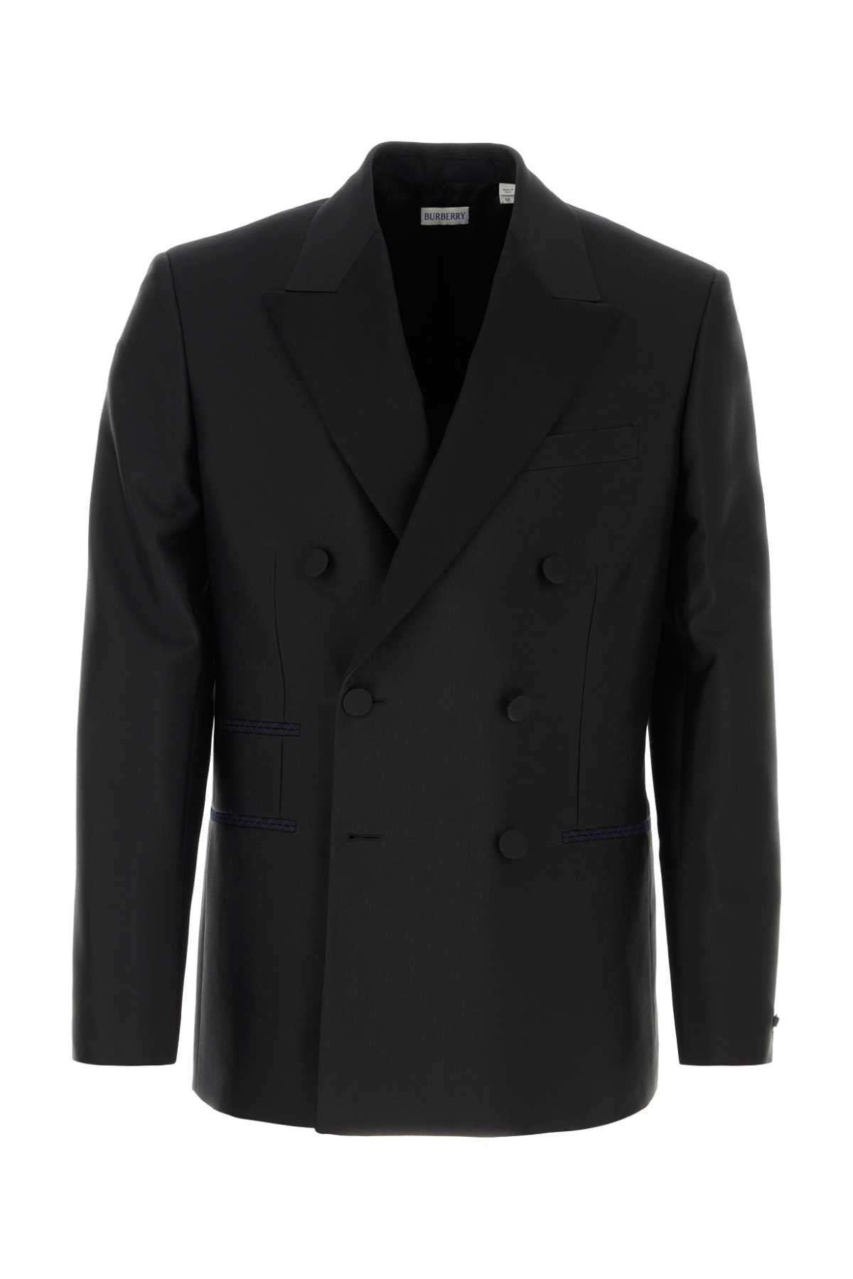 Burberry Men's Black Wool Blend Blazer jacket sport coat wool silk