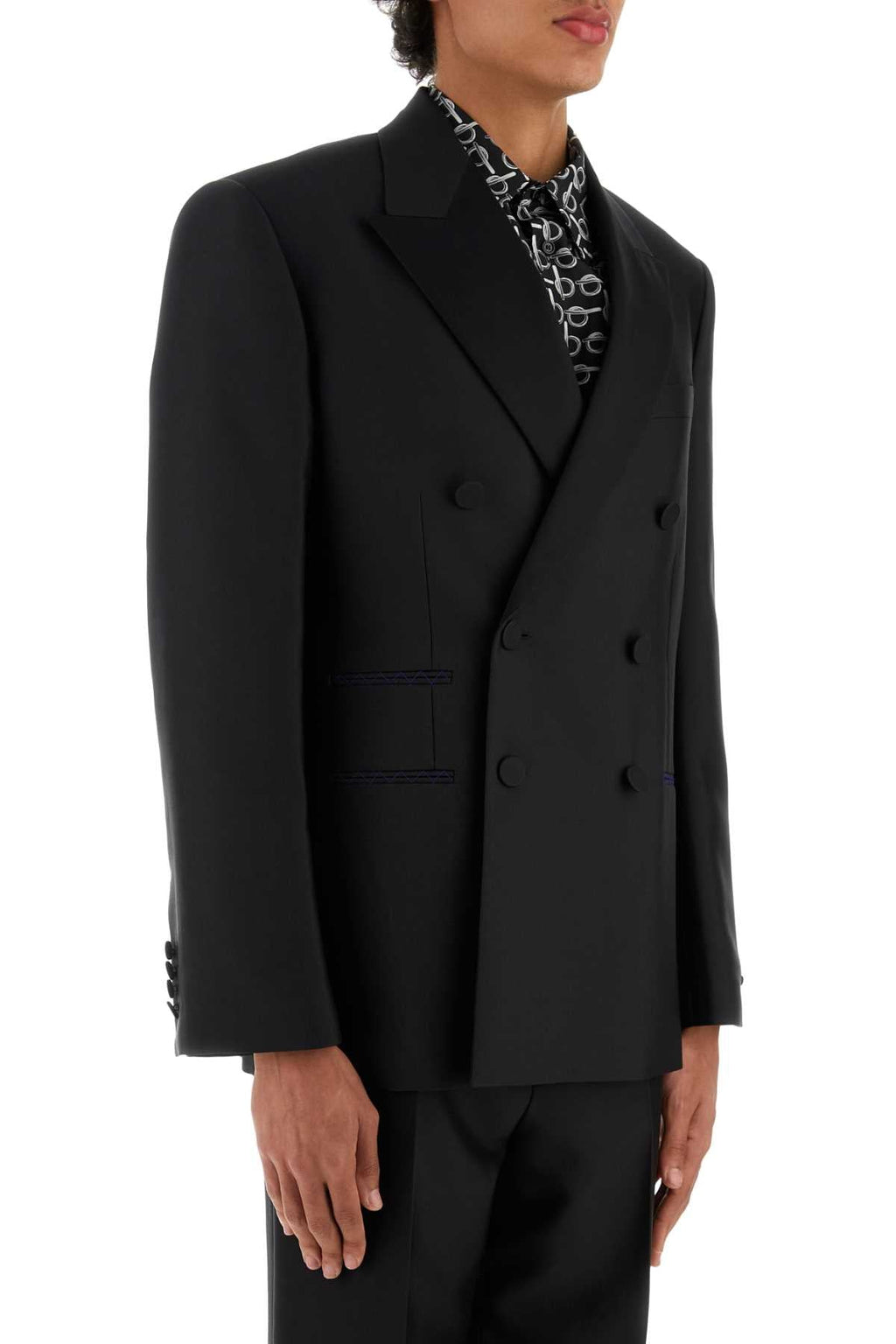 Burberry Men's Black Wool Blend Blazer jacket sport coat wool silk
