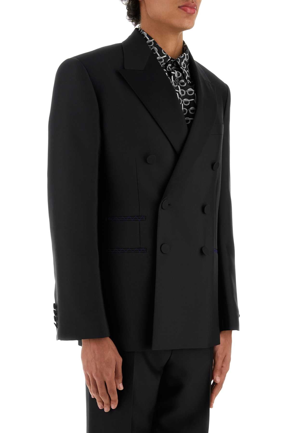 Burberry Men's Black Wool Blend Blazer jacket sport coat wool silk