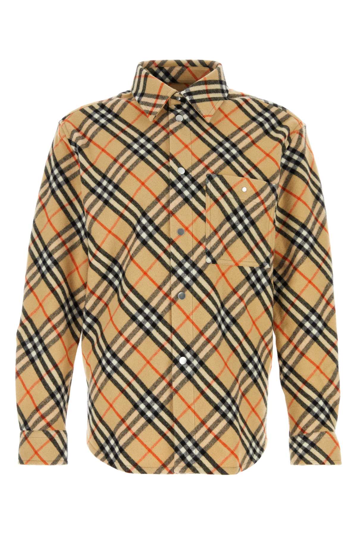 Burberry Men's Embroidered Flannel Shirt button up wool plaid checked