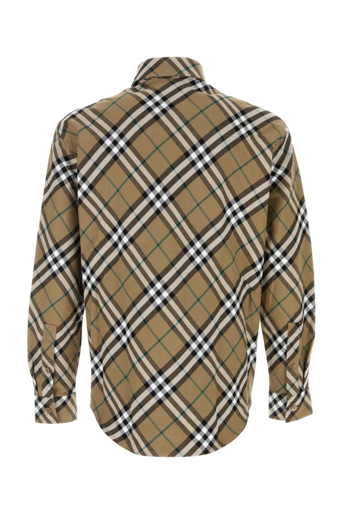 Burberry Men's Embroidered Oxford Shirt plaid tan