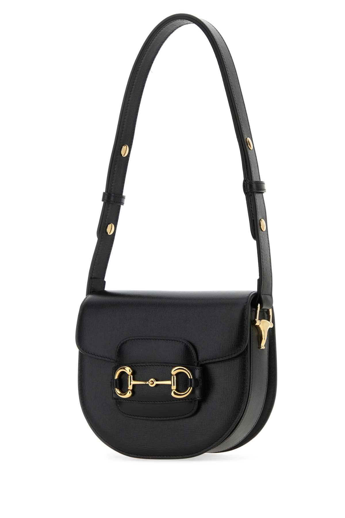 Gucci ladies purse Black Leather Mini  Horsebit 1955 Shoulder Bag handbag
