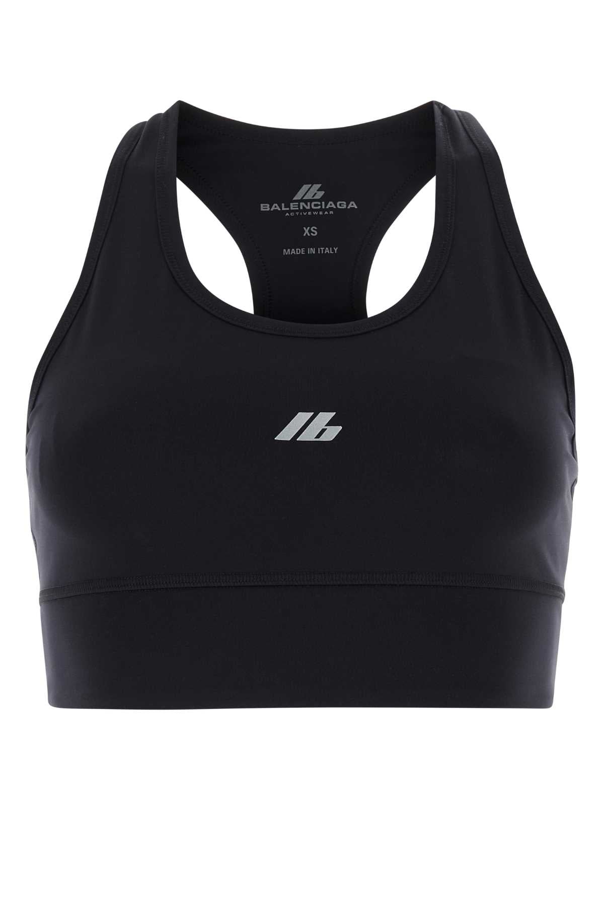 Balenciaga ladies Black Stretch Nylon Crop-Top sports bra athletic
