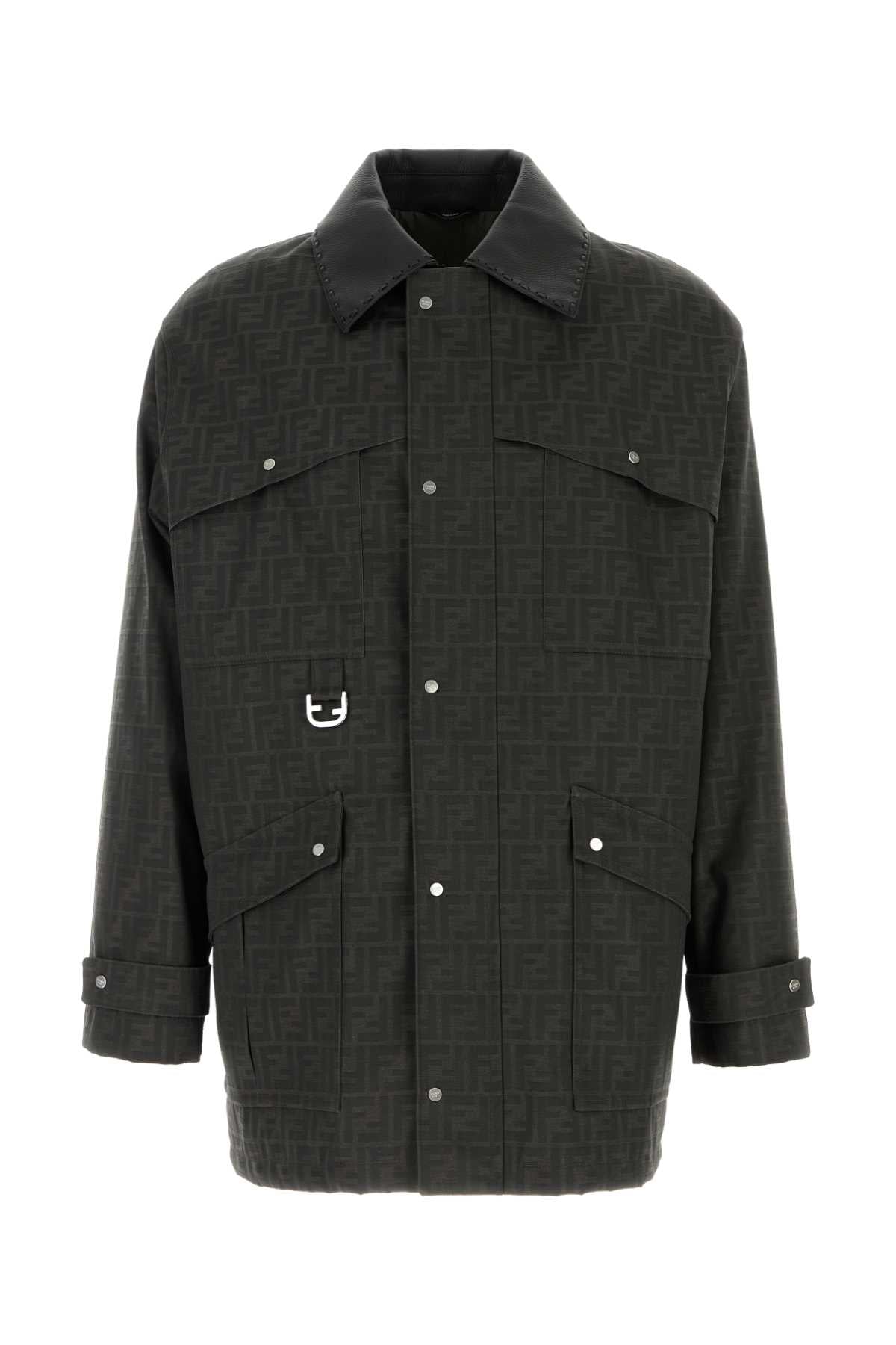 Fendi Men's Embroidered Canvas Coat Jacket casual FF logo all over