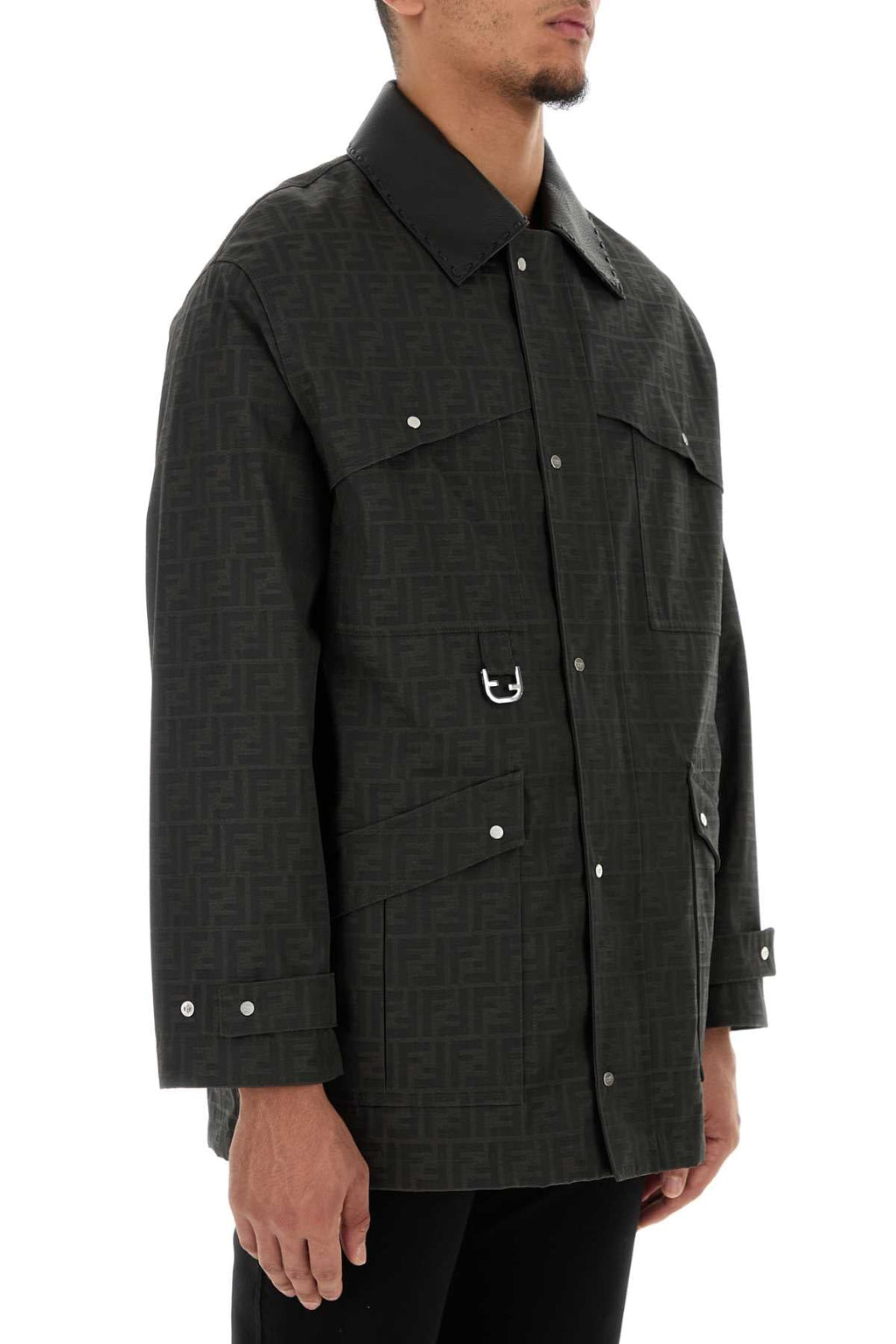 Fendi Men's Embroidered Canvas Coat Jacket casual FF logo all over