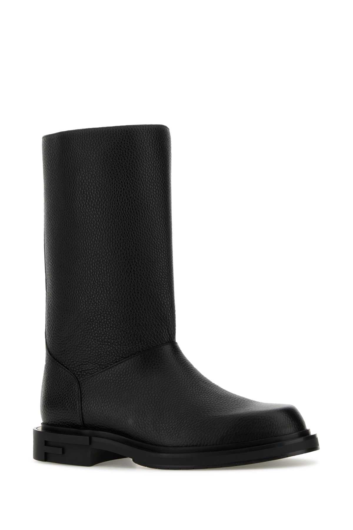 Fendi Men's Black Leather Frame Boots shoes