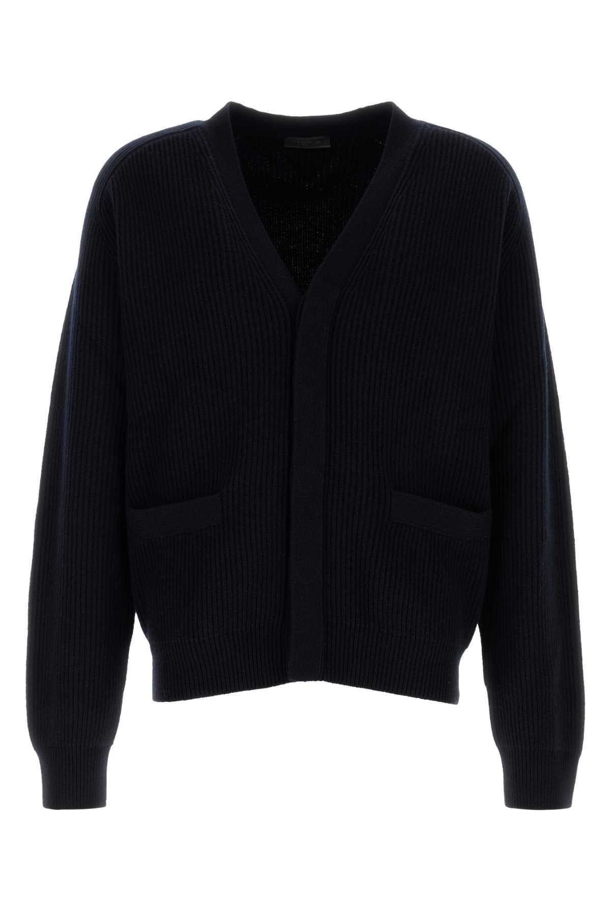 Prada Men’s Dark Blue Cashmere Cardigan sweater