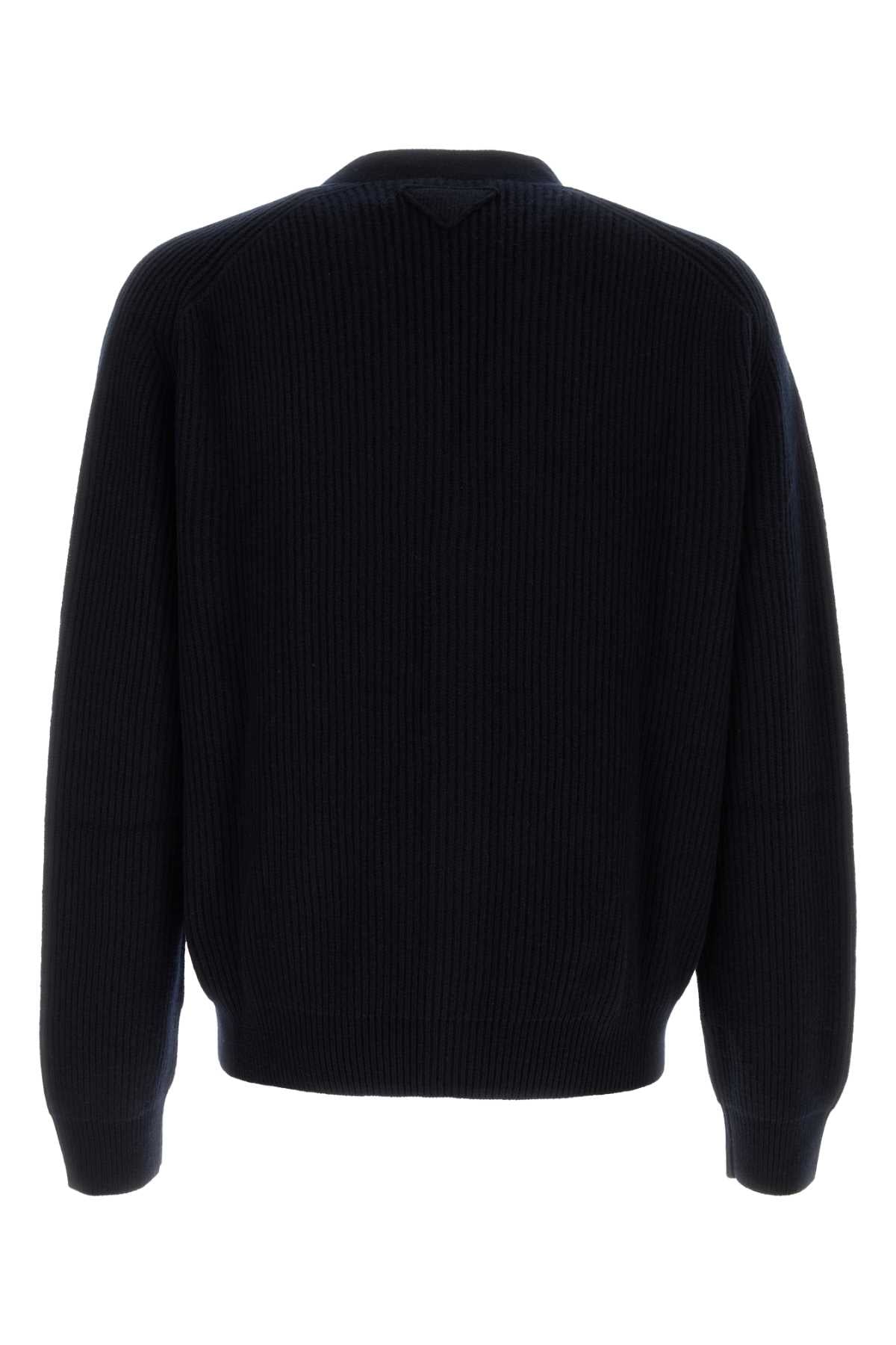 Prada Men’s Dark Blue Cashmere Cardigan sweater