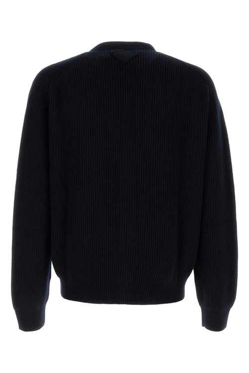 Prada Men’s Dark Blue Cashmere Cardigan sweater