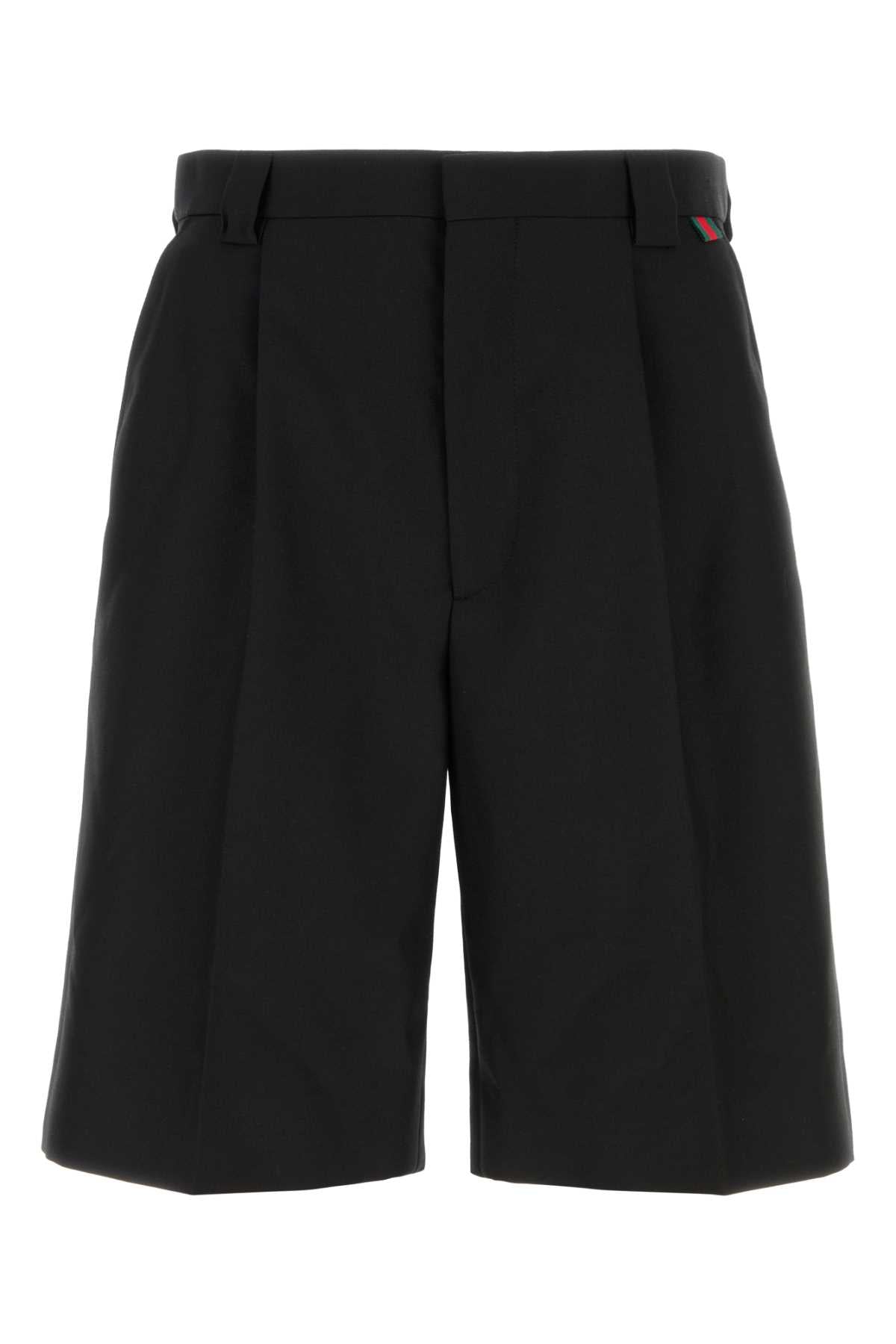 Gucci Men's Black Twill Bermuda Shorts cotton