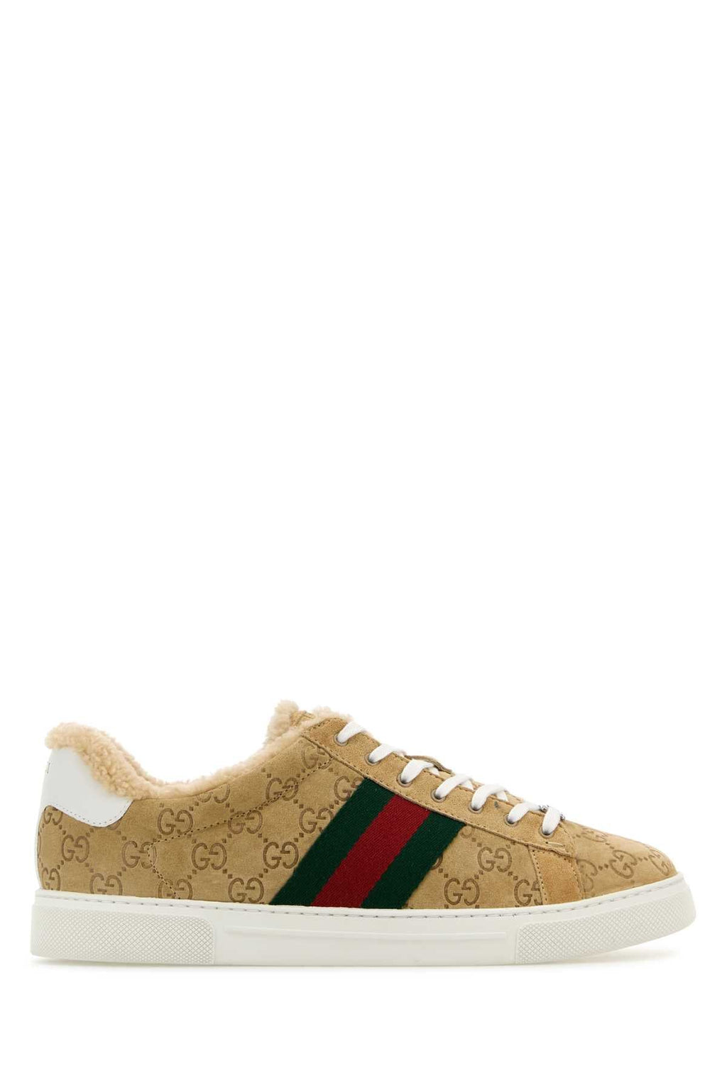 Gucci Men's Camel Suede Ace Sneakers shoes GG logo