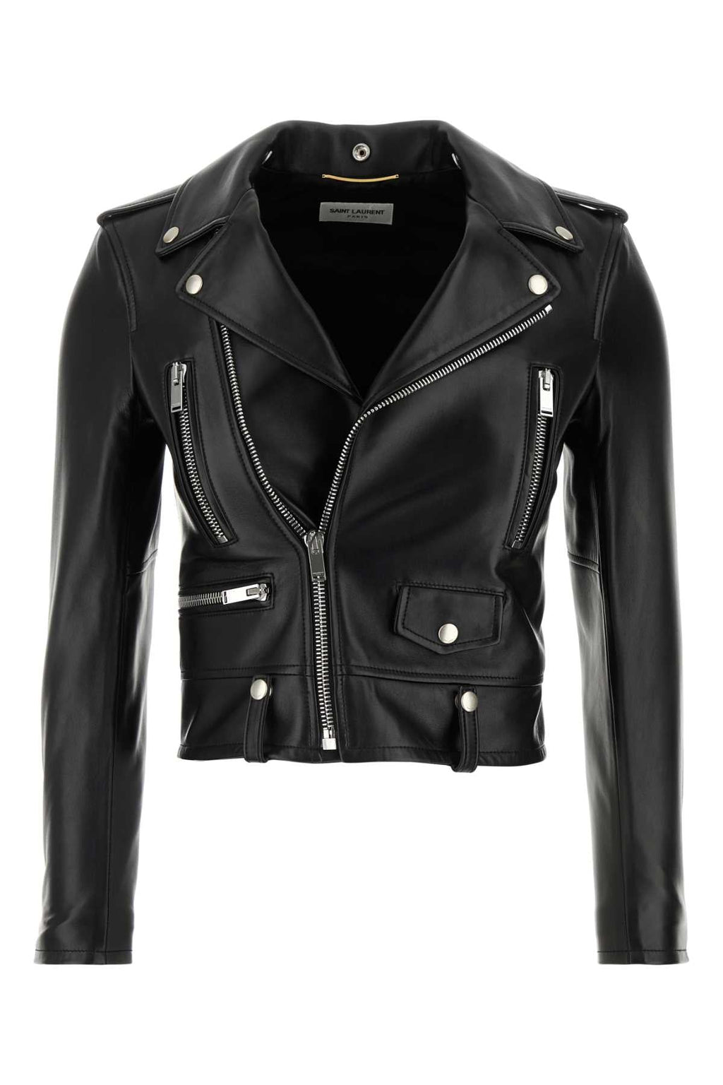 Yves Saint Laurent ladies Black Nappa Leather Jacket moto lamb YSL