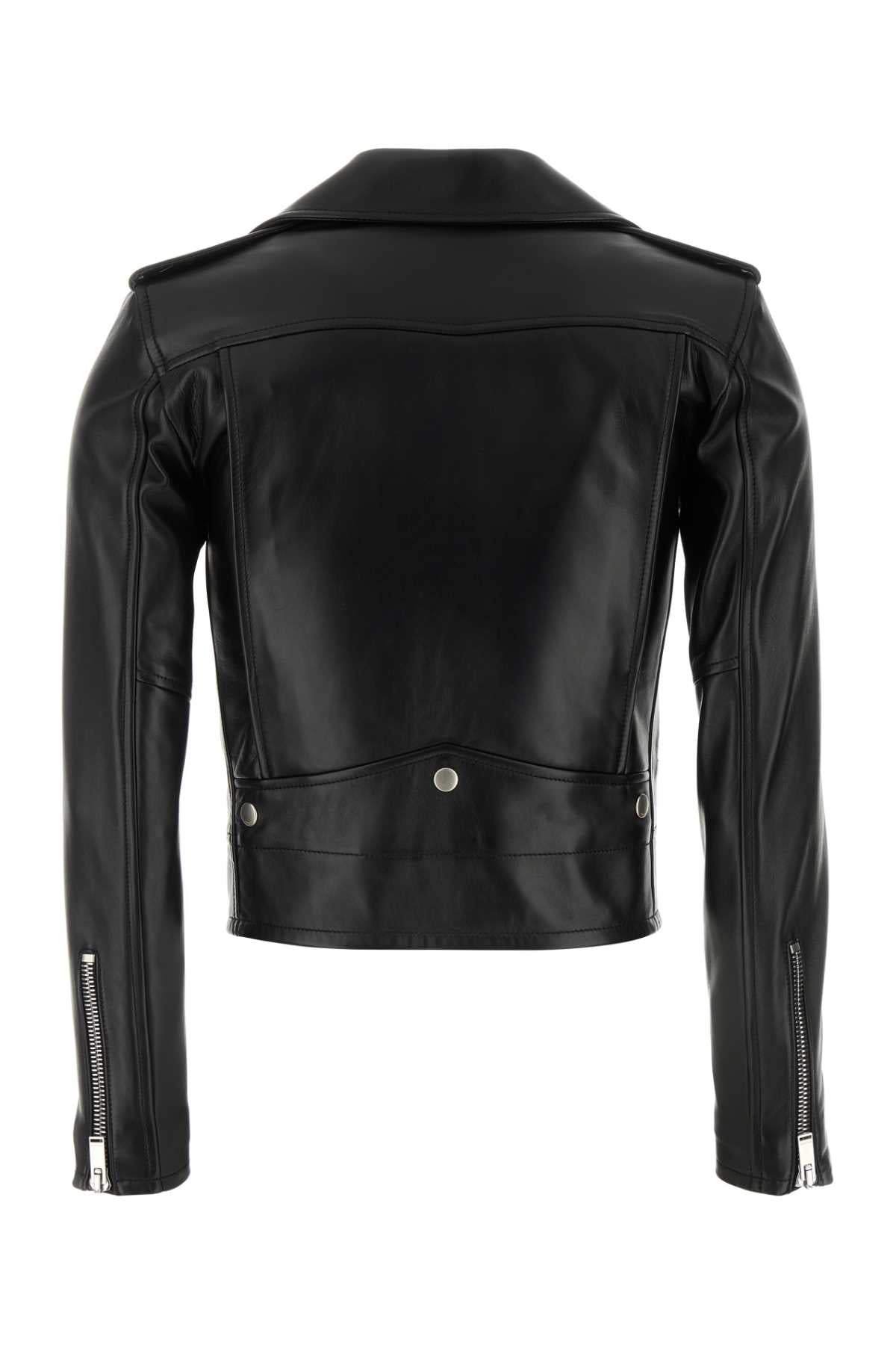 Yves Saint Laurent ladies Black Nappa Leather Jacket moto lamb YSL