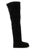 Amina Muaddi ladies Black Suede Heidi Over-The-Knee Boots suede/shearling