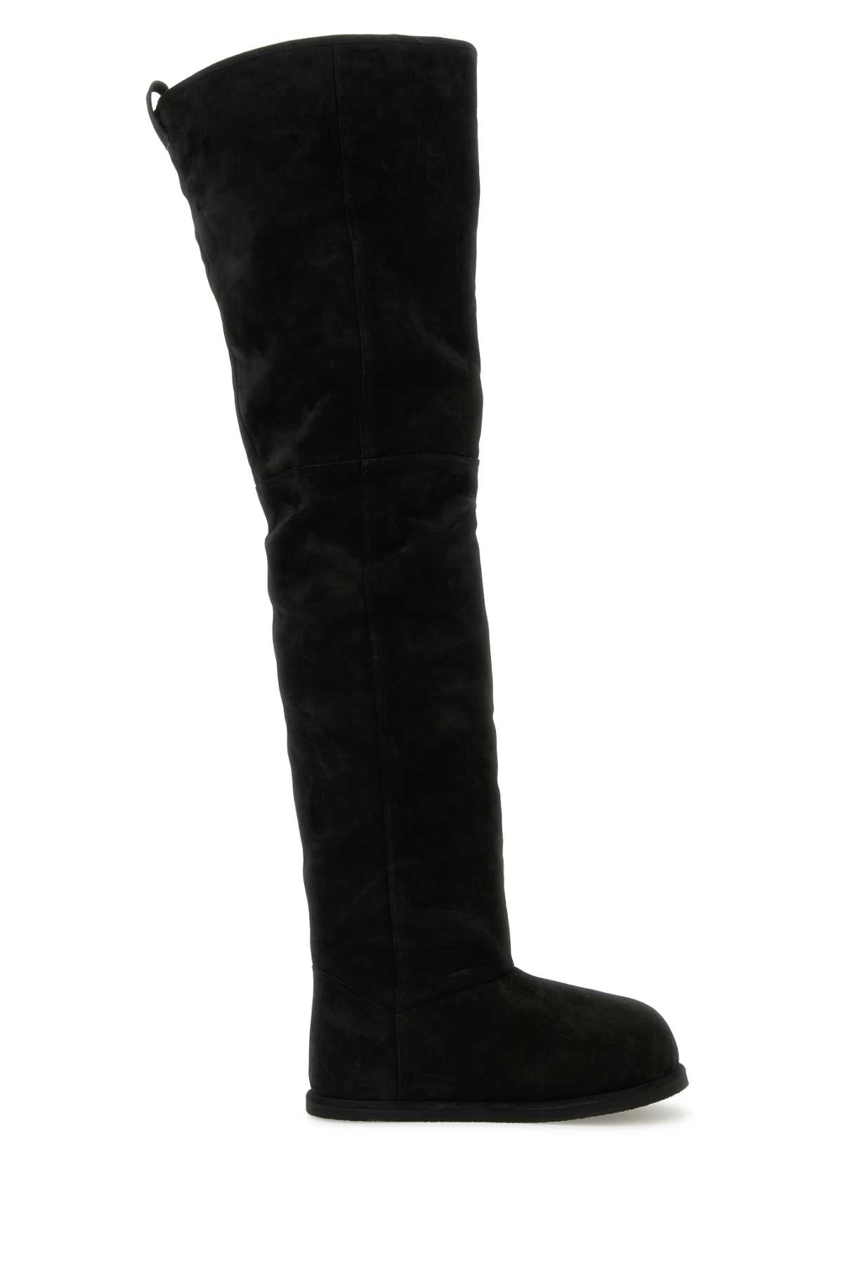Amina Muaddi ladies Black Suede Heidi Over-The-Knee Boots suede/shearling