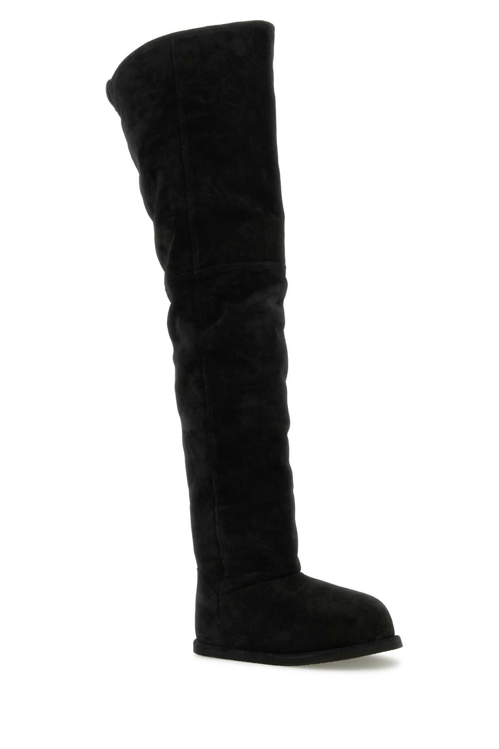 Amina Muaddi ladies Black Suede Heidi Over-The-Knee Boots suede/shearling