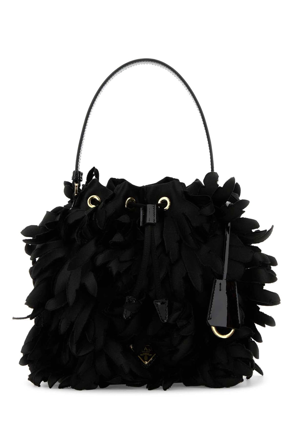 Prada ladies Embellished Satin Mini Bucket Bag purse