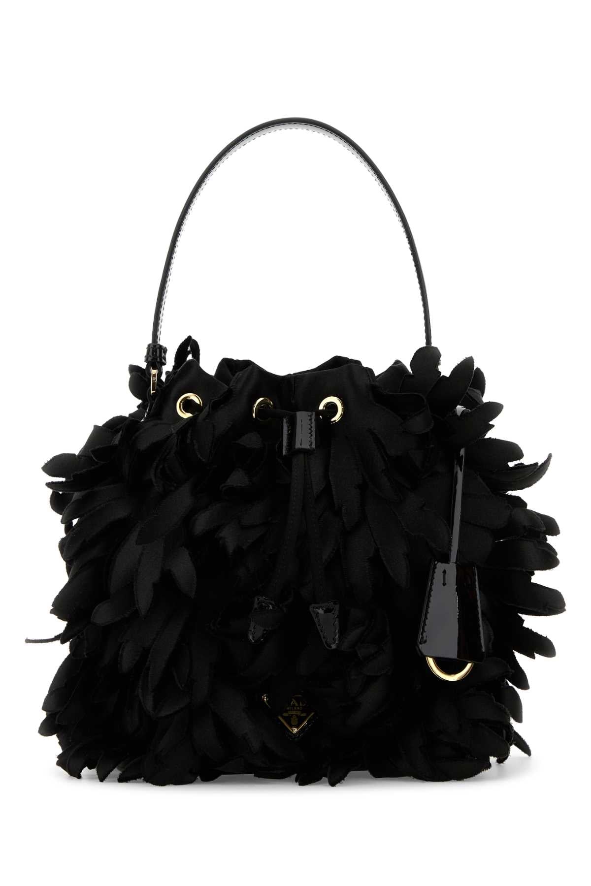 Prada ladies Embellished Satin Mini Bucket Bag purse