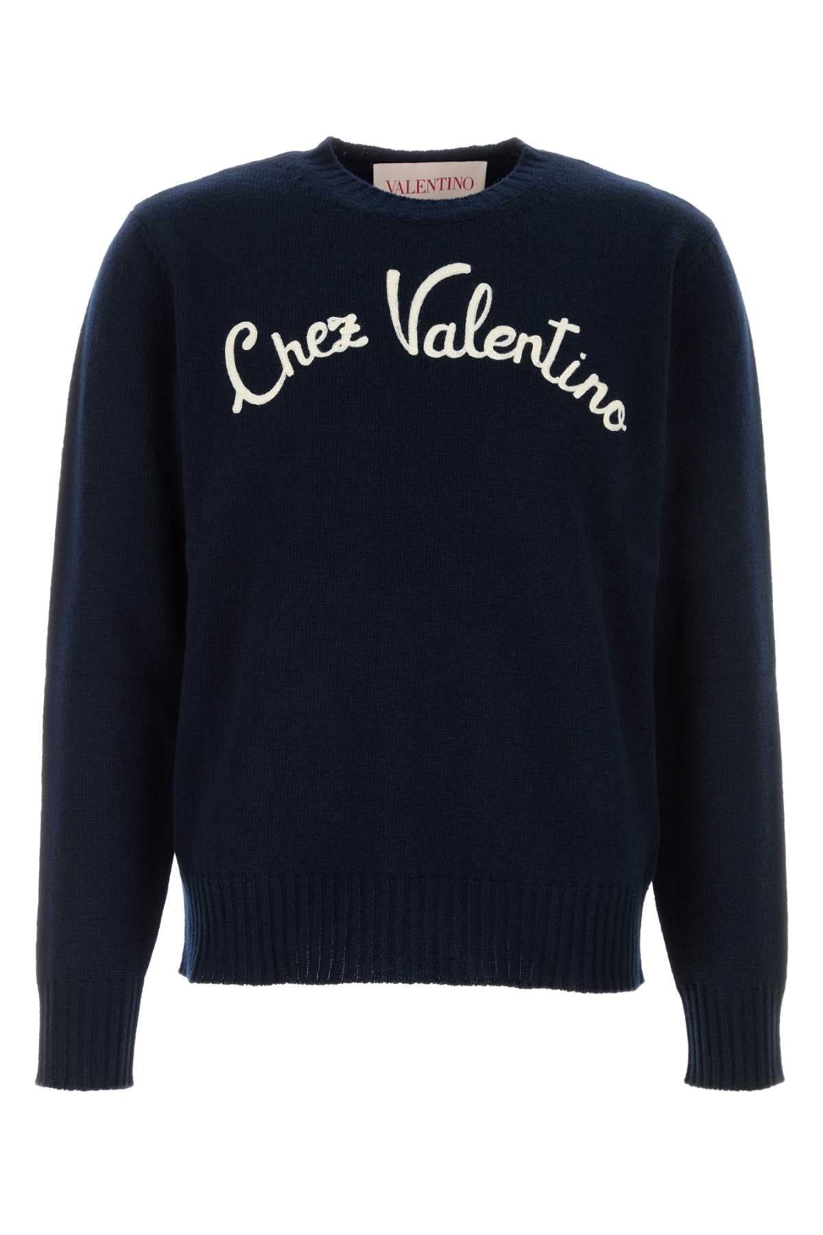 Valentino Garavani Men's Navy Blue Wool Sweater