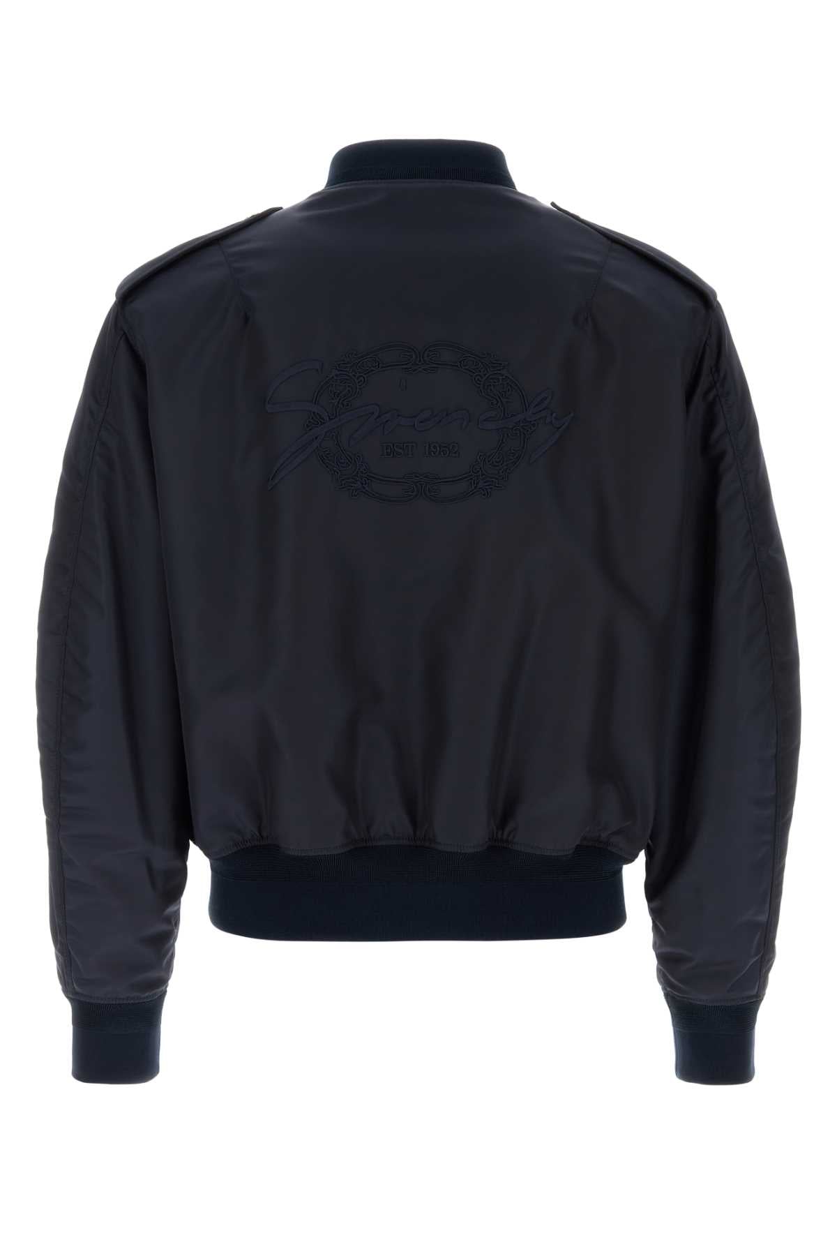 Givenchy Men's Navy Blue Nylon Bomber Jacket zip front coat