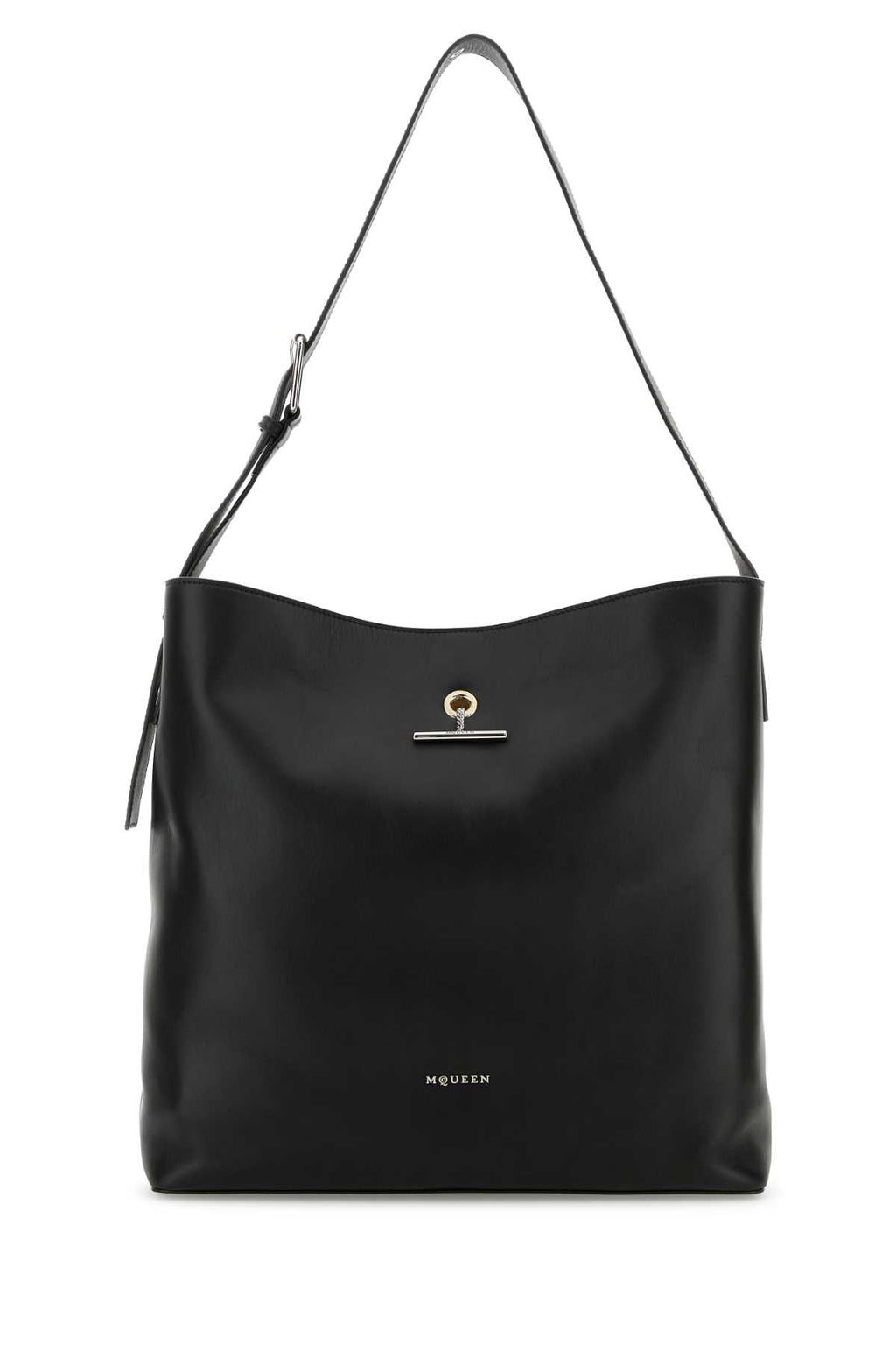 Alexander Mcqueen Men's Black Leather Pendant Shopping Bag unisex handbag