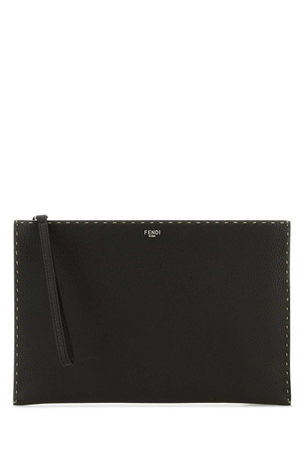 Fendi Men's Dark Brown Leather Clutch unisex bag travel