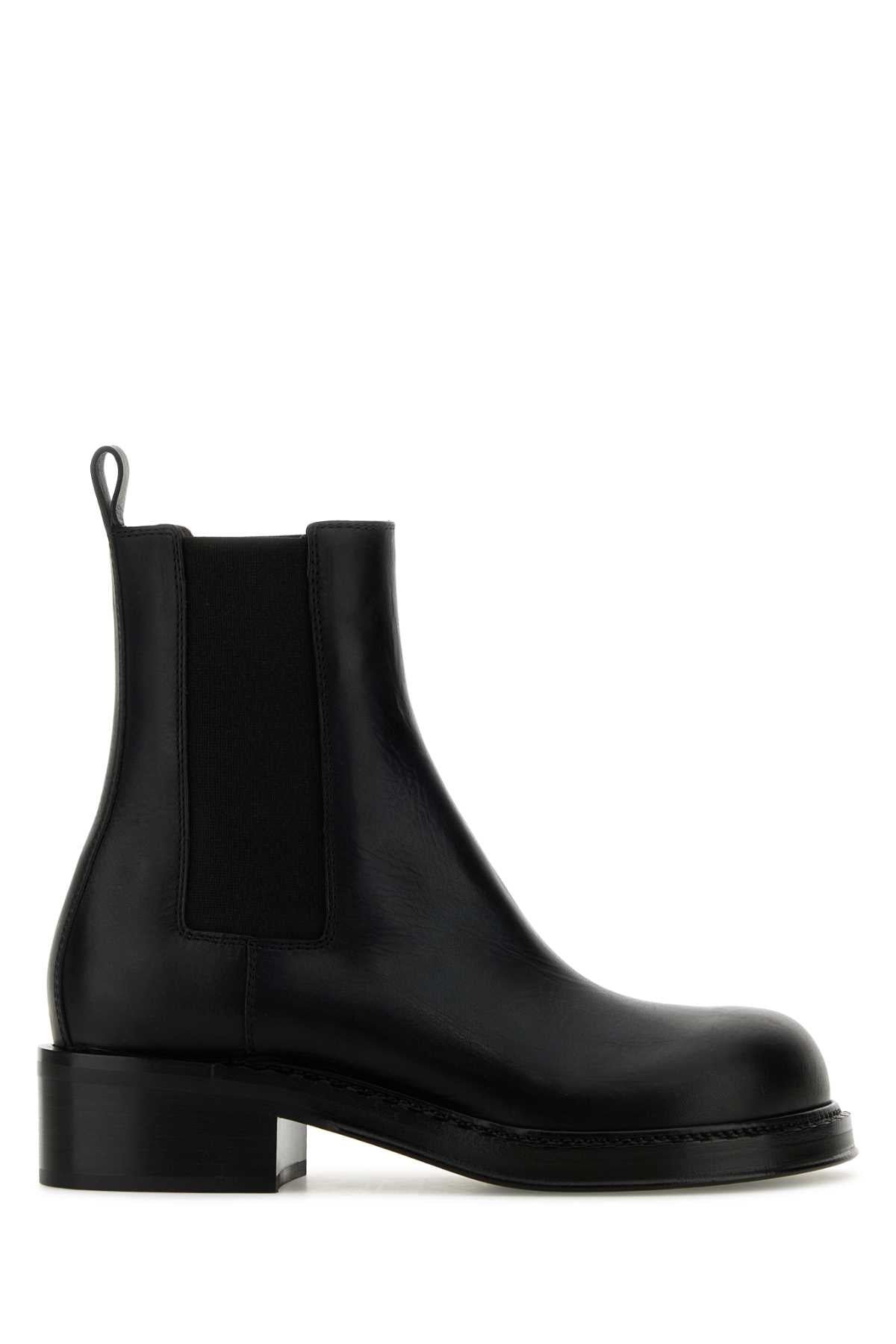 Bottega Veneta ladies Black Leather Cliff Ankle Boots