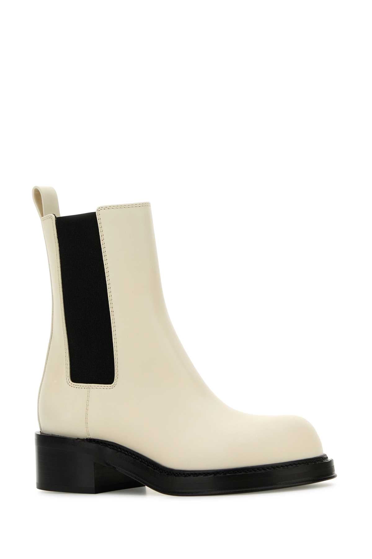 Bottega Veneta ladies Ivory cream Leather Cliff Ankle Boots