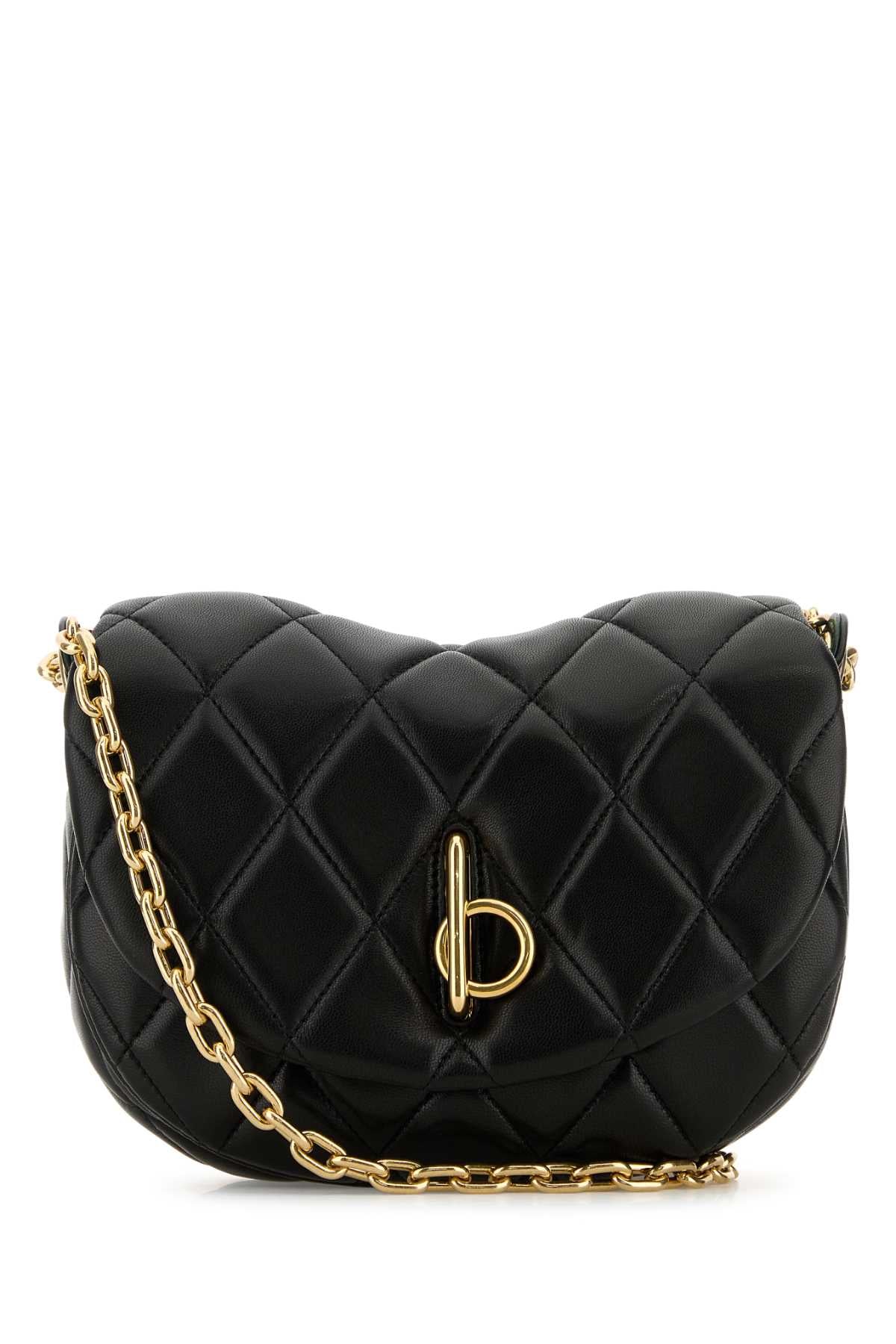 Burberry ladies Black Leather Rocking Horse Shoulder Bag purse handbag