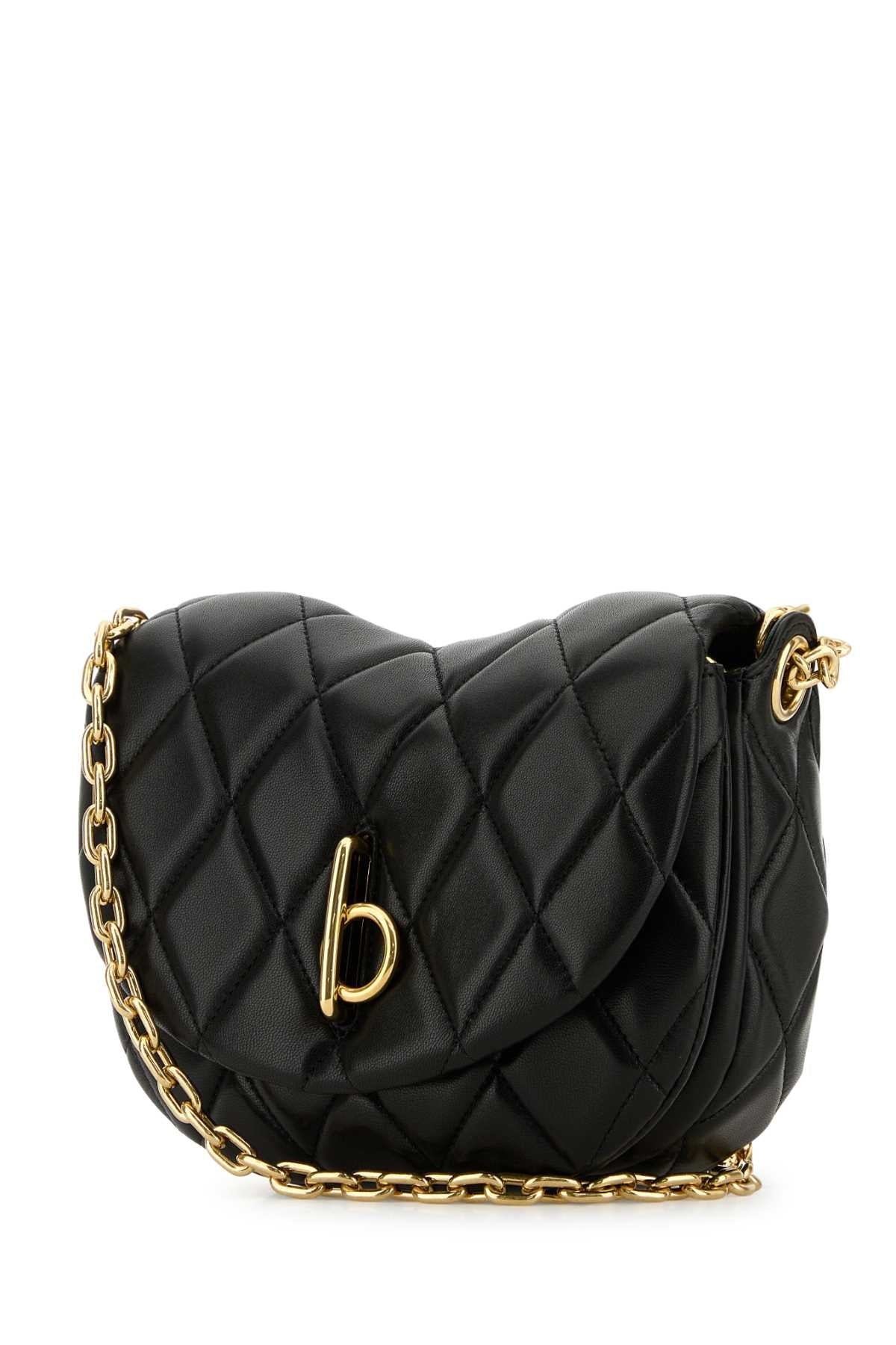 Burberry ladies Black Leather Rocking Horse Shoulder Bag purse handbag