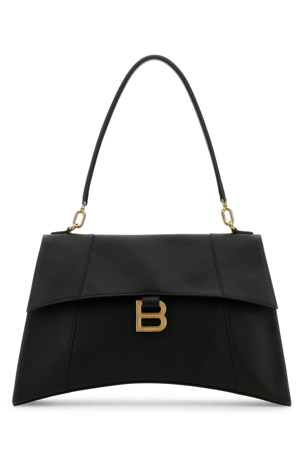 Balenciaga ladies Black Leather Hourglass Shoulder Bag Purse Handbag