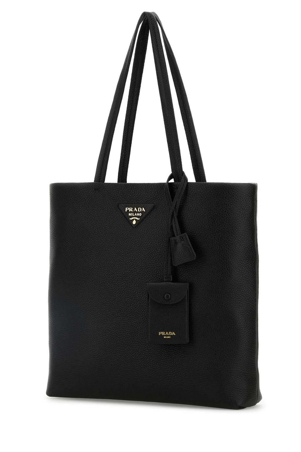 Prada ladies Black Leather Shopping Bag tote purse handbag