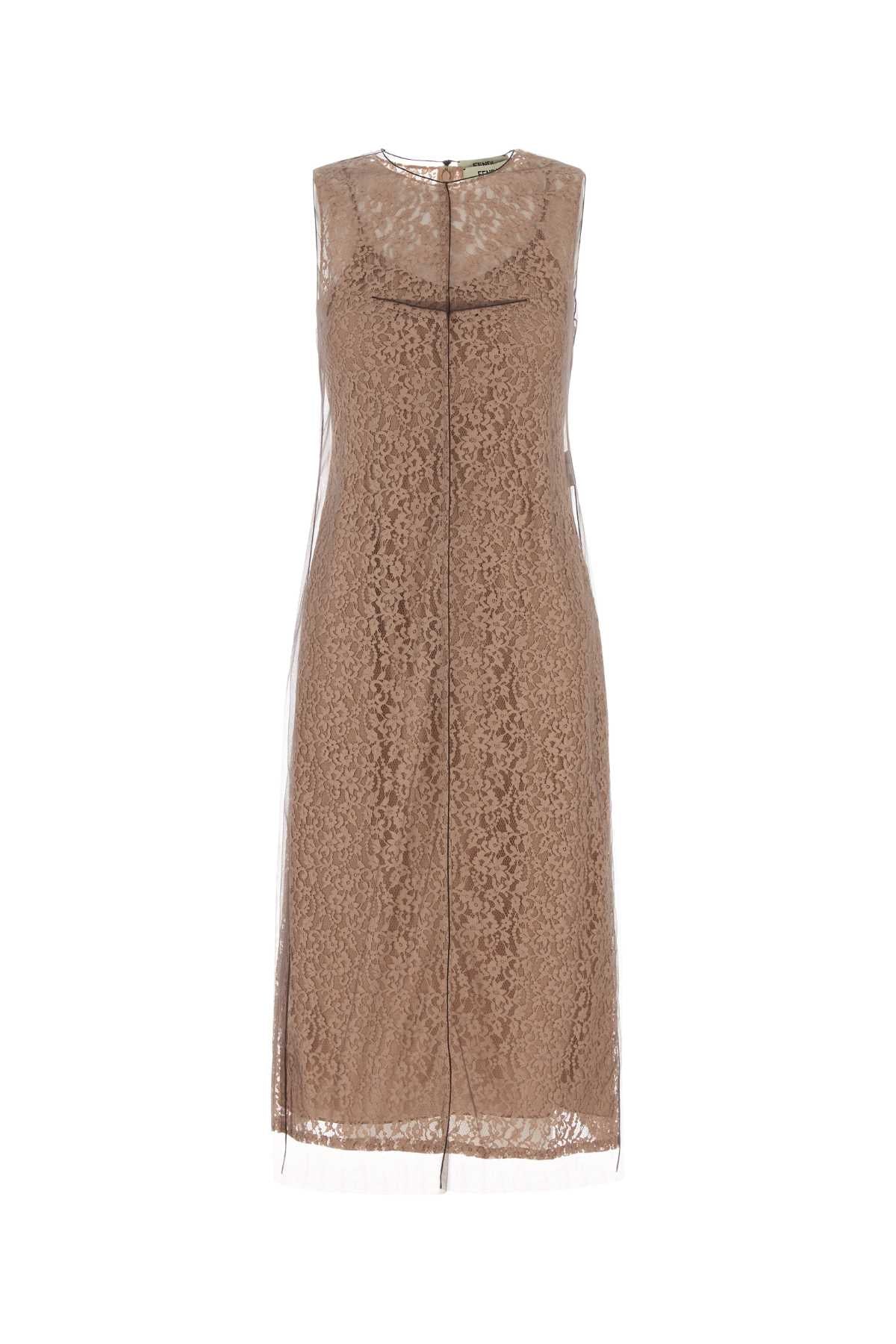 Fendi ladies Biscuit Lace Dress church dressy sleeveless