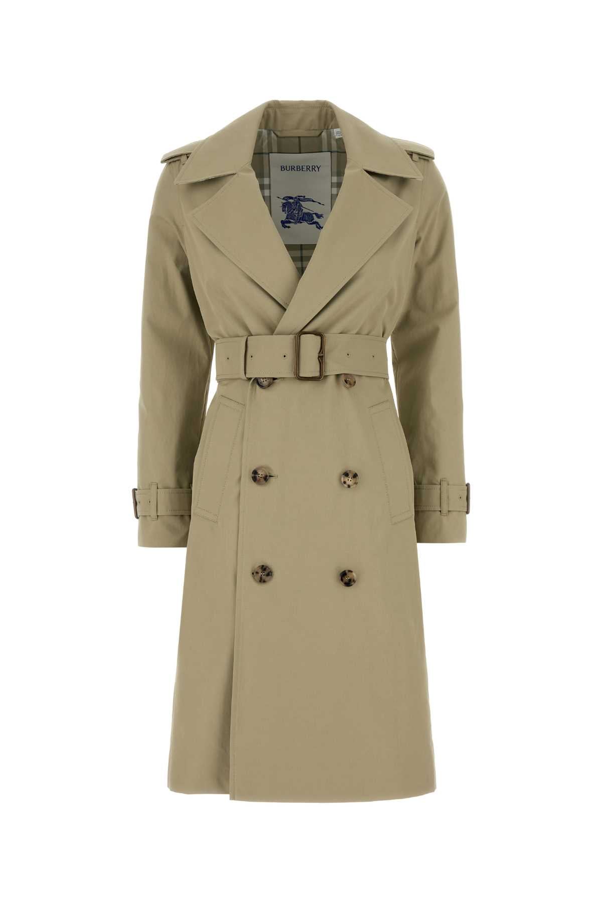 Burberry ladies Sage Gabardine Trench Coat cotton long
