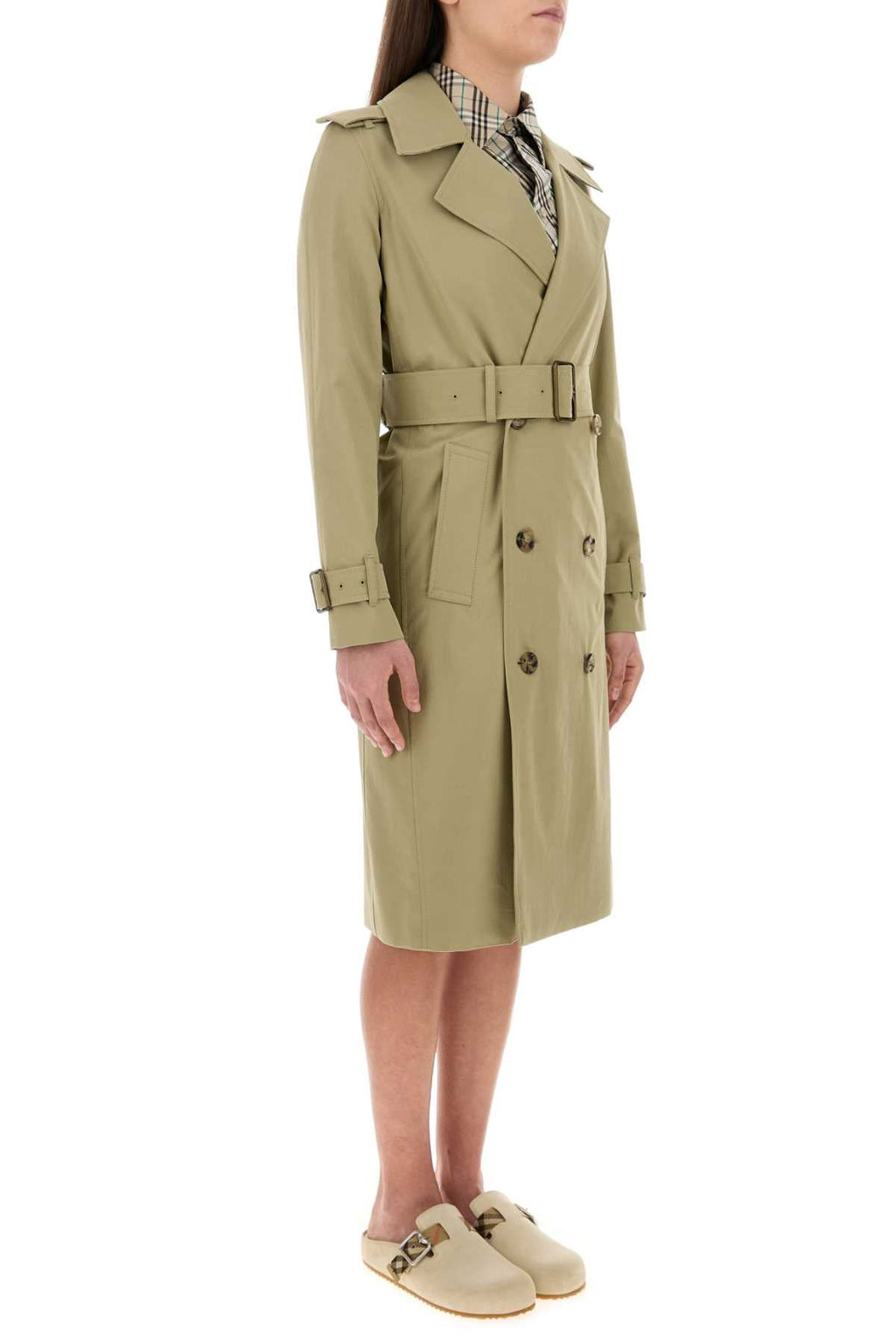 Burberry ladies Sage Gabardine Trench Coat cotton long