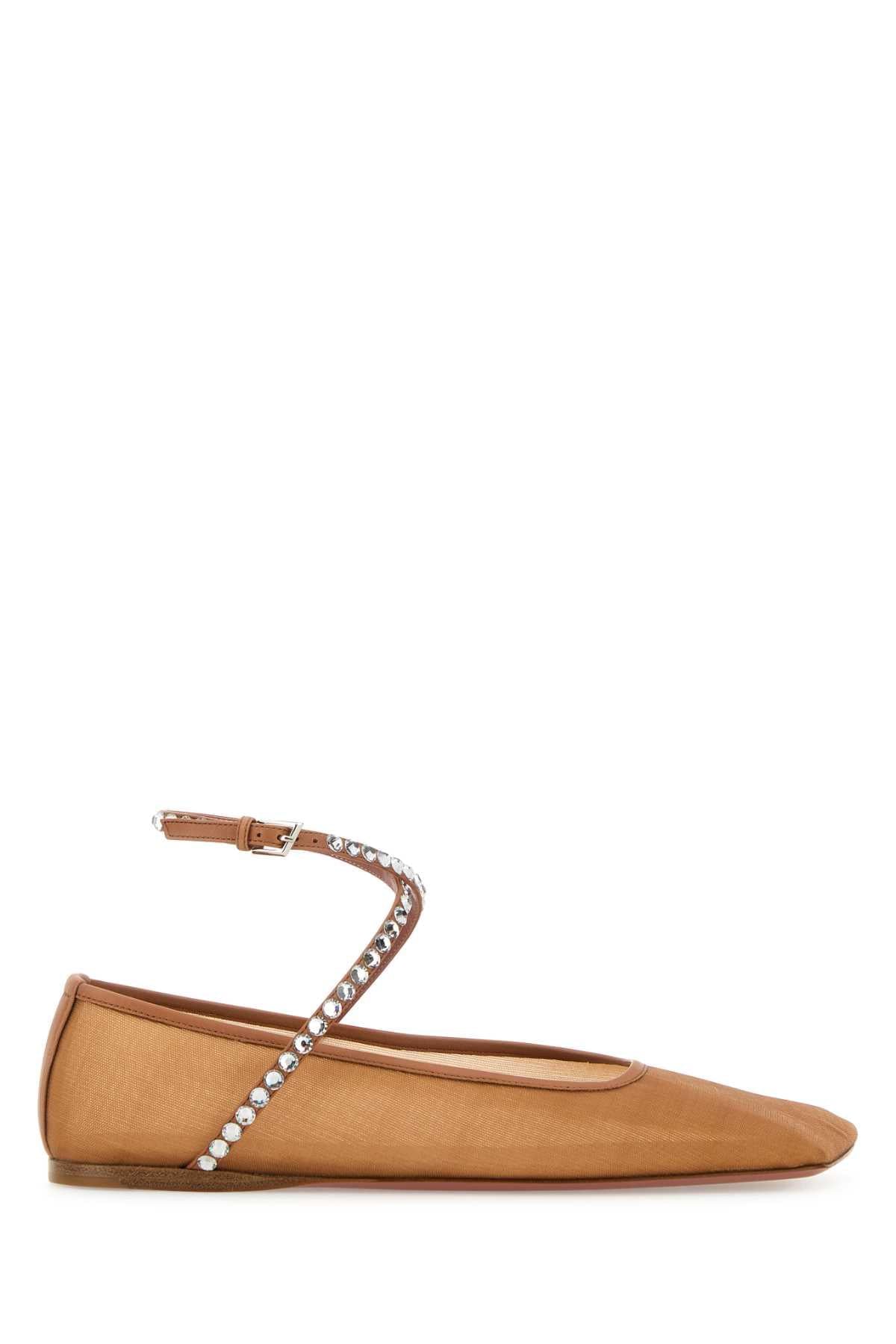 Amina Muaddi ladies Orange Mesh Ane Ballerinas shoes slippers