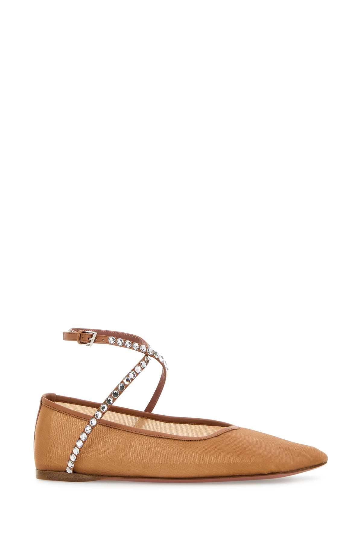 Amina Muaddi ladies Orange Mesh Ane Ballerinas shoes slippers