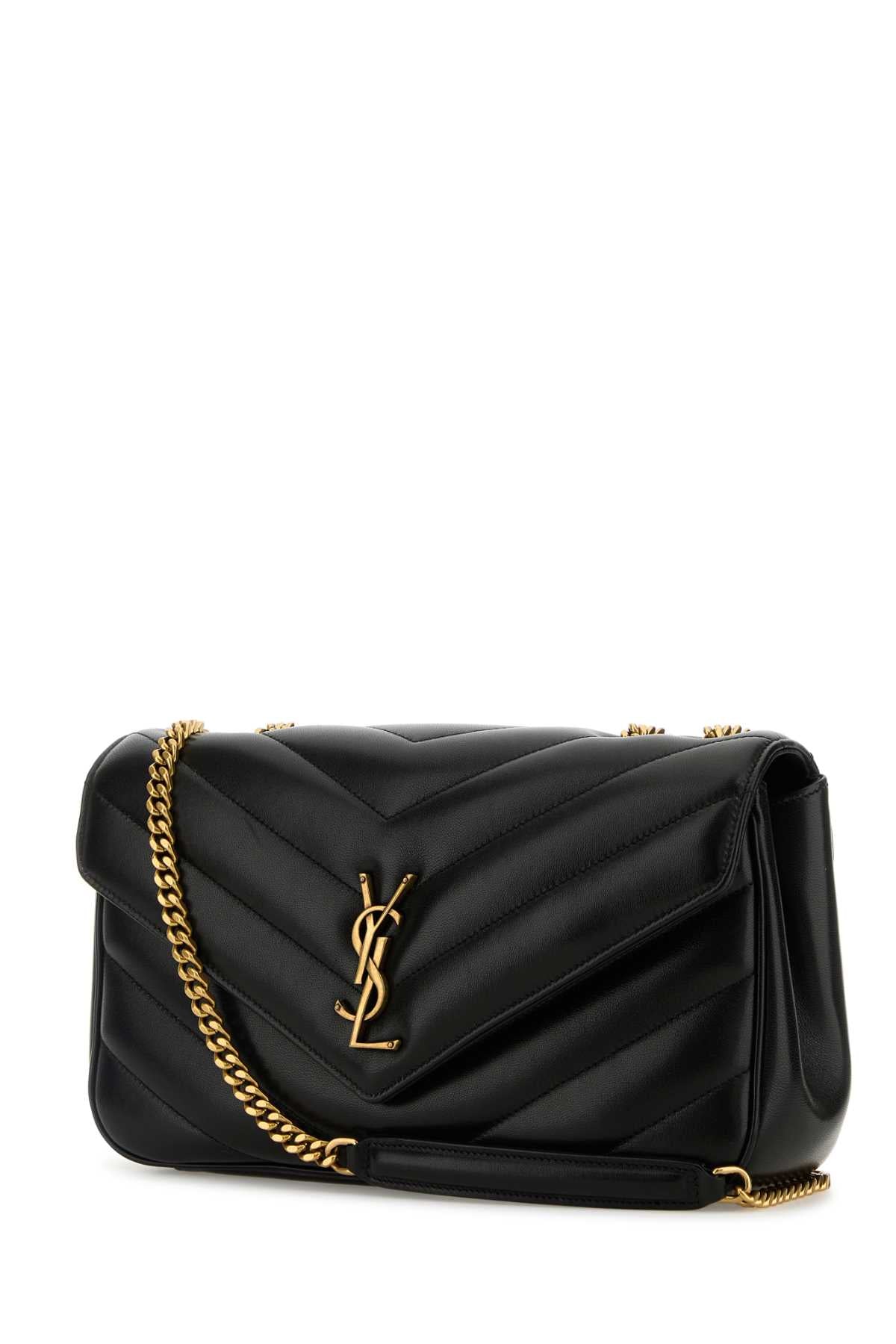 Saint Laurent Ladies YSL Black Leather Medium Loulou Shoulder Bag Purse handbag