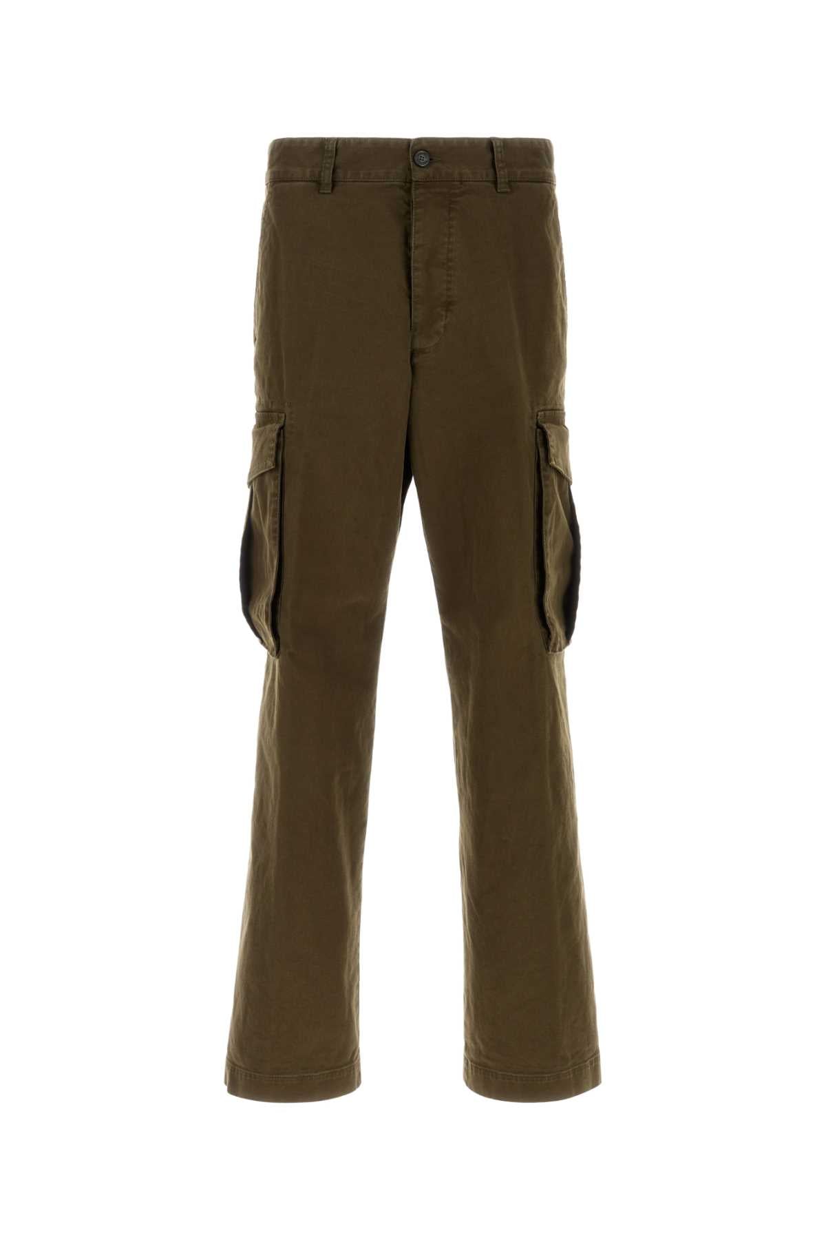 Dsquared Men's Olive Stretch Cotton Loose Cargo Pants Slacks