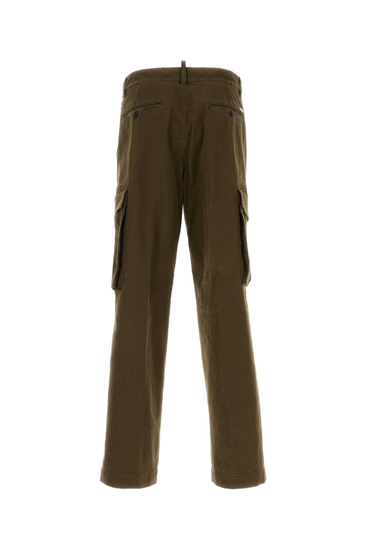 Dsquared Men's Olive Stretch Cotton Loose Cargo Pants Slacks